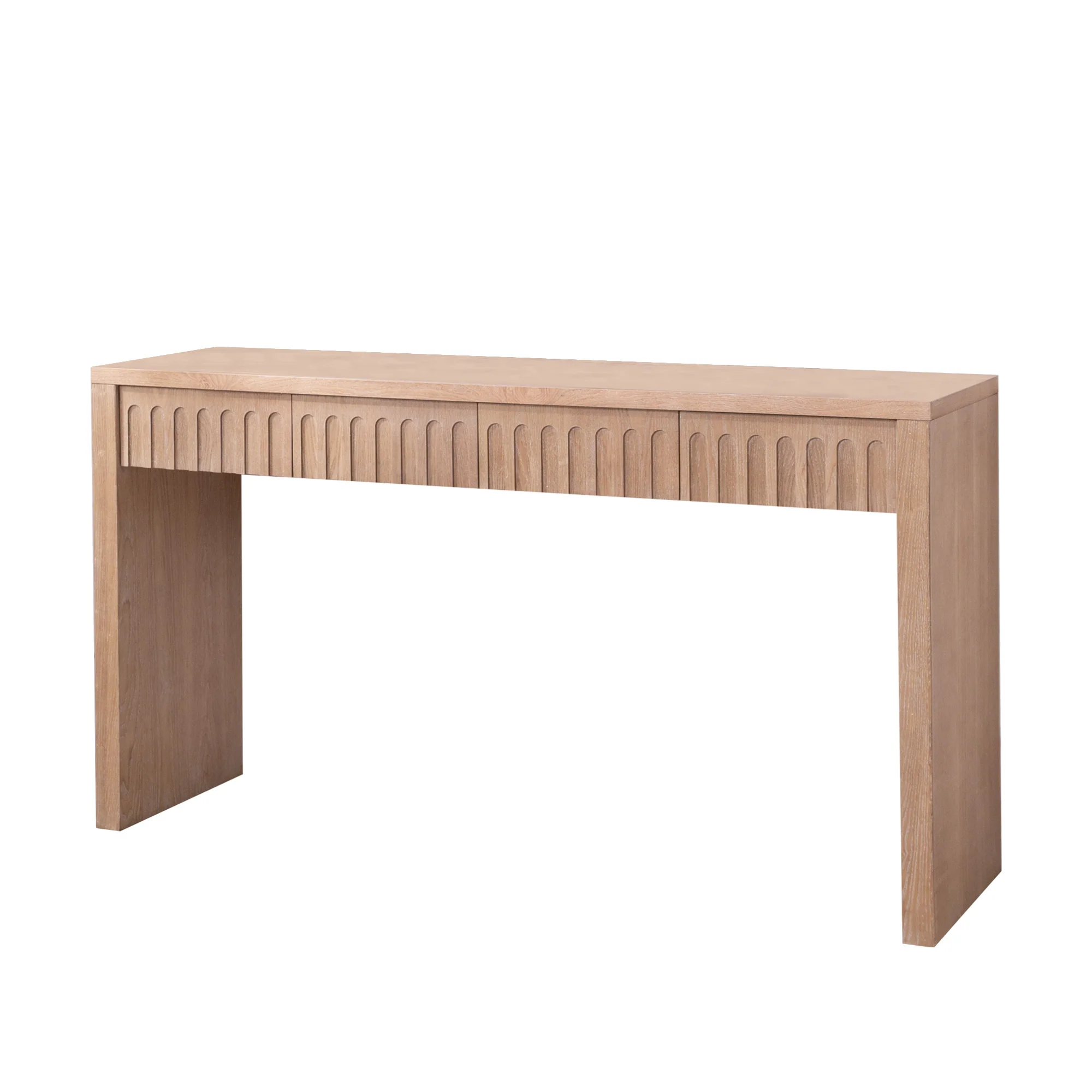 Walker Edison | 59in Natural Modern Console Entry Table with 4 Drawers - Image 6