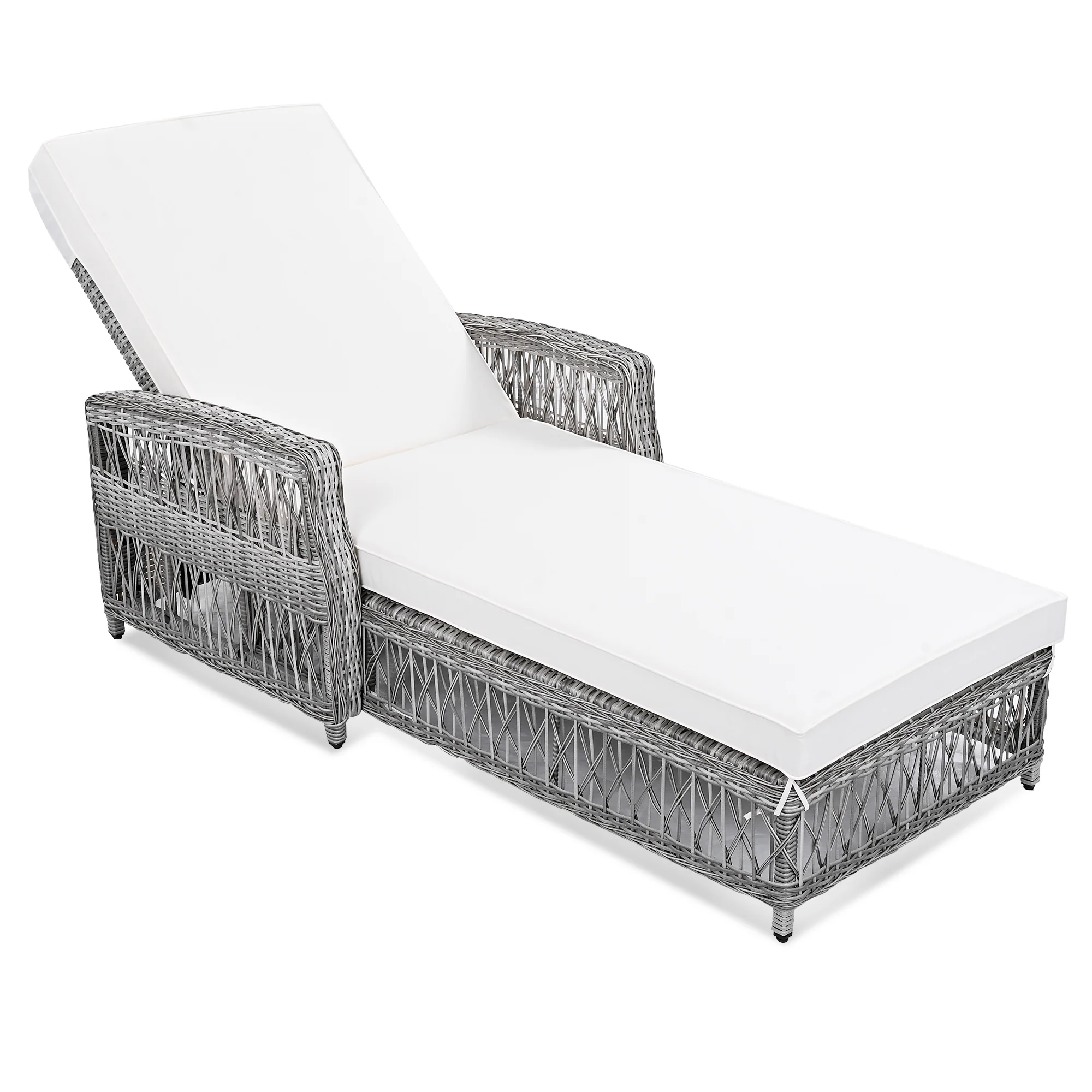 Walker Edison | Outdoor Wicker 2 Piece Lounge Reclining Chairs with Cushions - Image 10