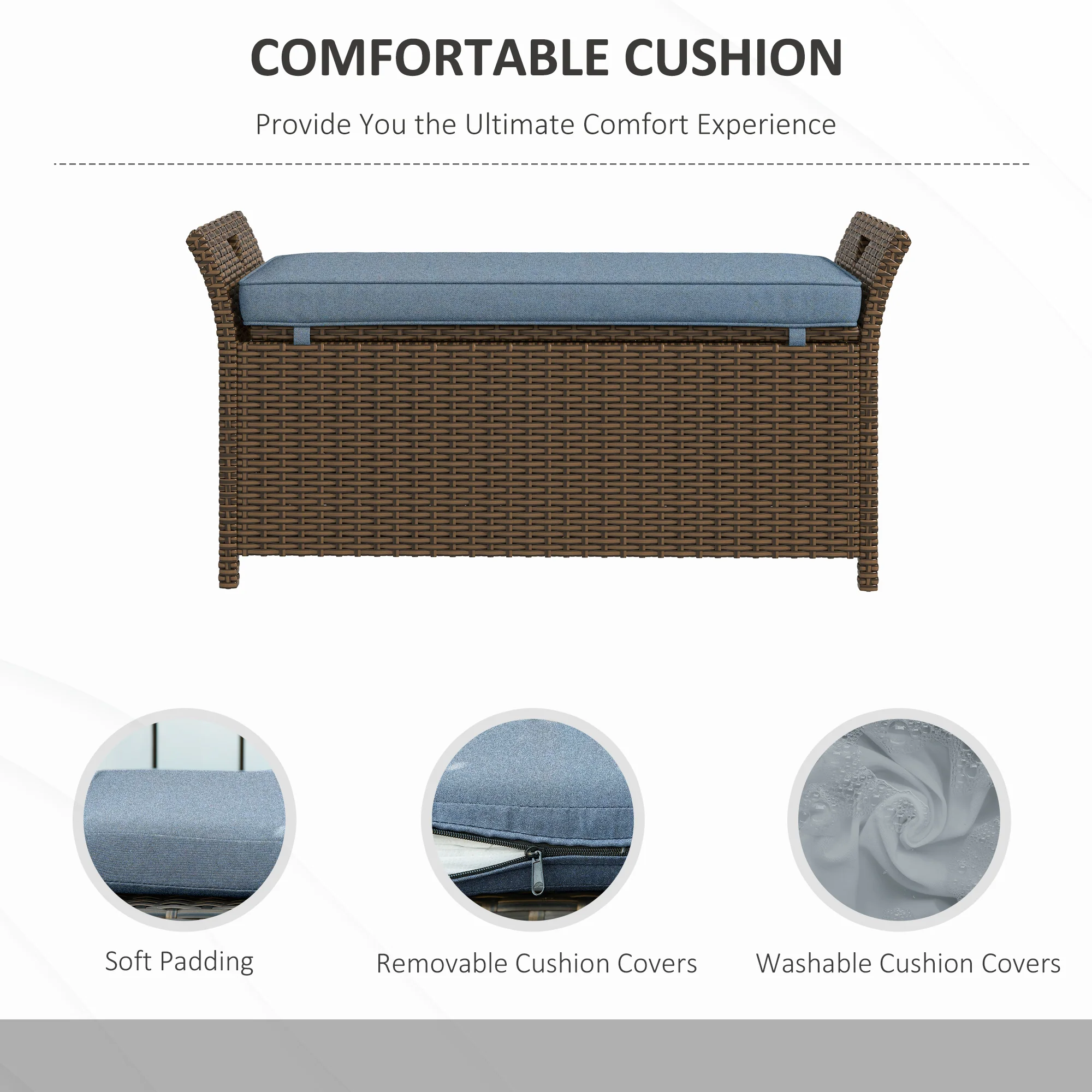 Walker Edison | Outdoor Patio Wicker Storage Bench - Image 5