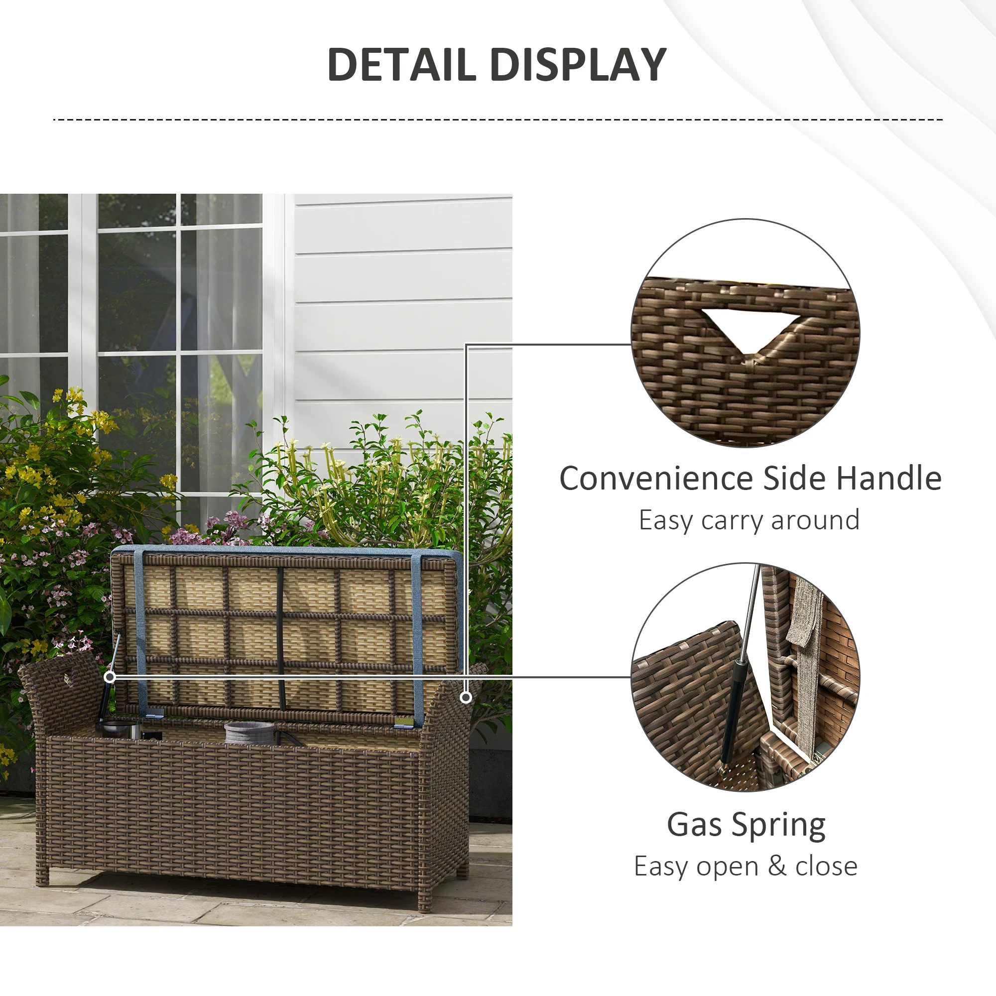 Walker Edison | Outdoor Patio Wicker Storage Bench - Image 7