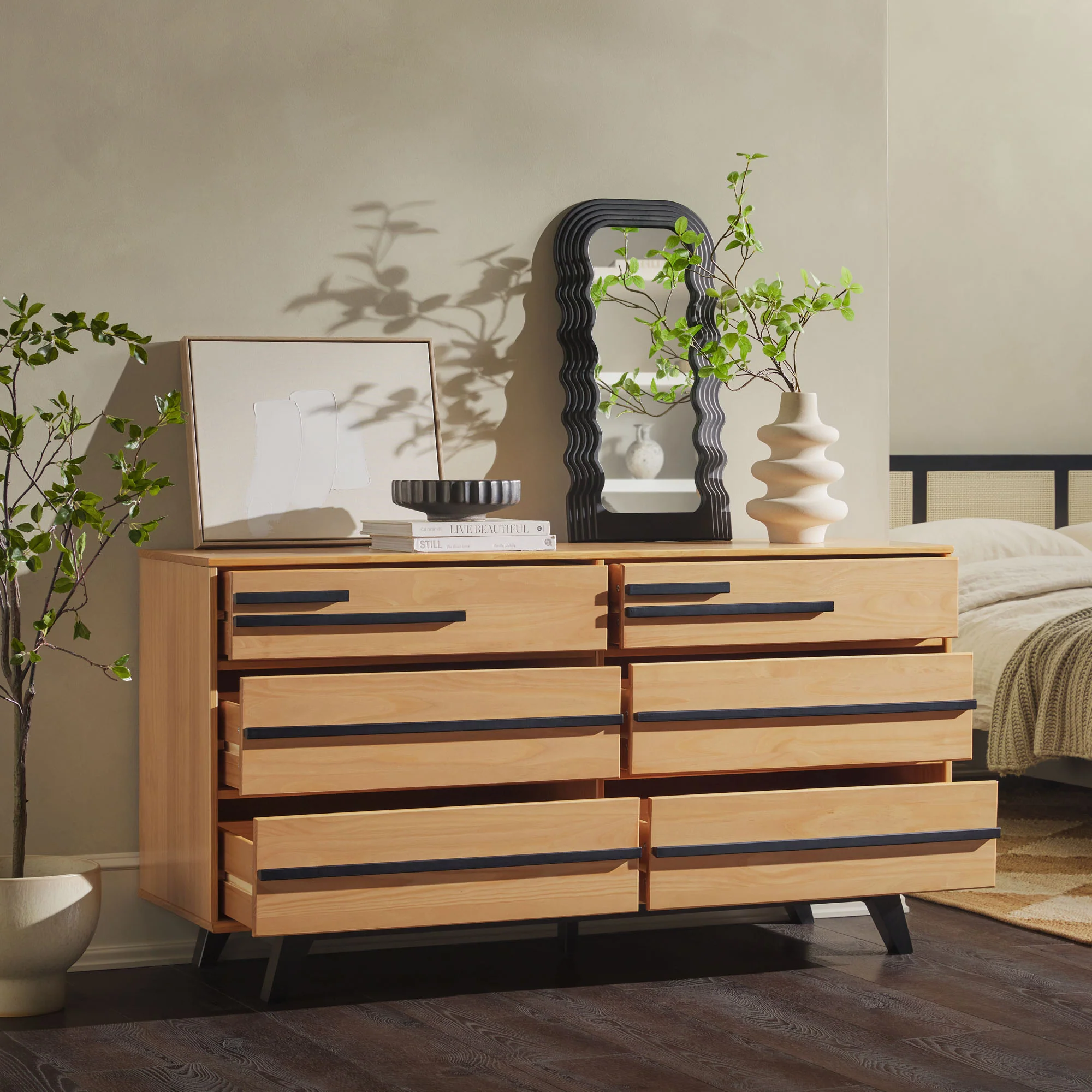 Rebecca 6-Drawer Solid Wood Modern Dresser - Image 3