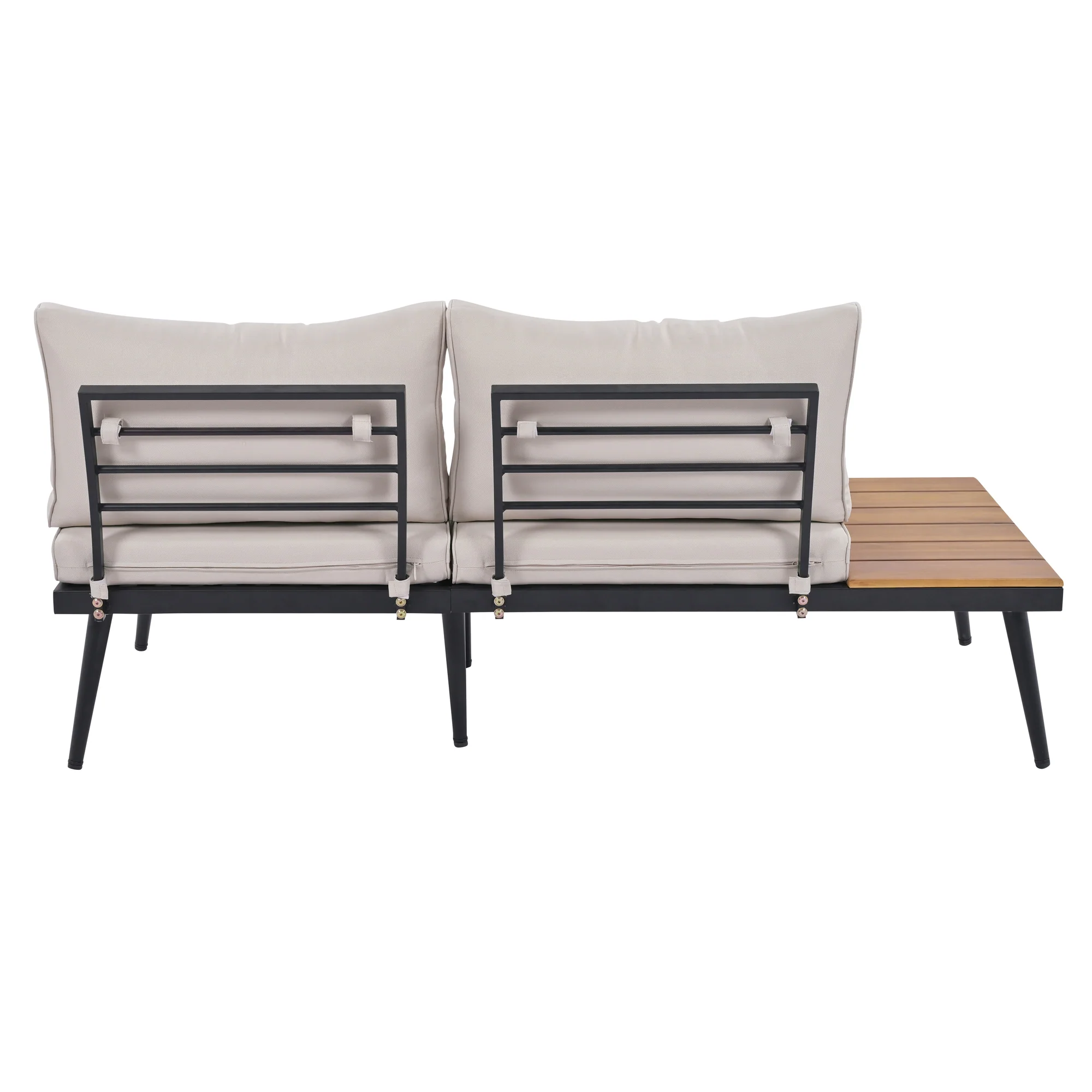 Walker Edison | 6-Piece Outdoor Sectional Sofa Set with Nesting Coffee Tables Beige - Image 37