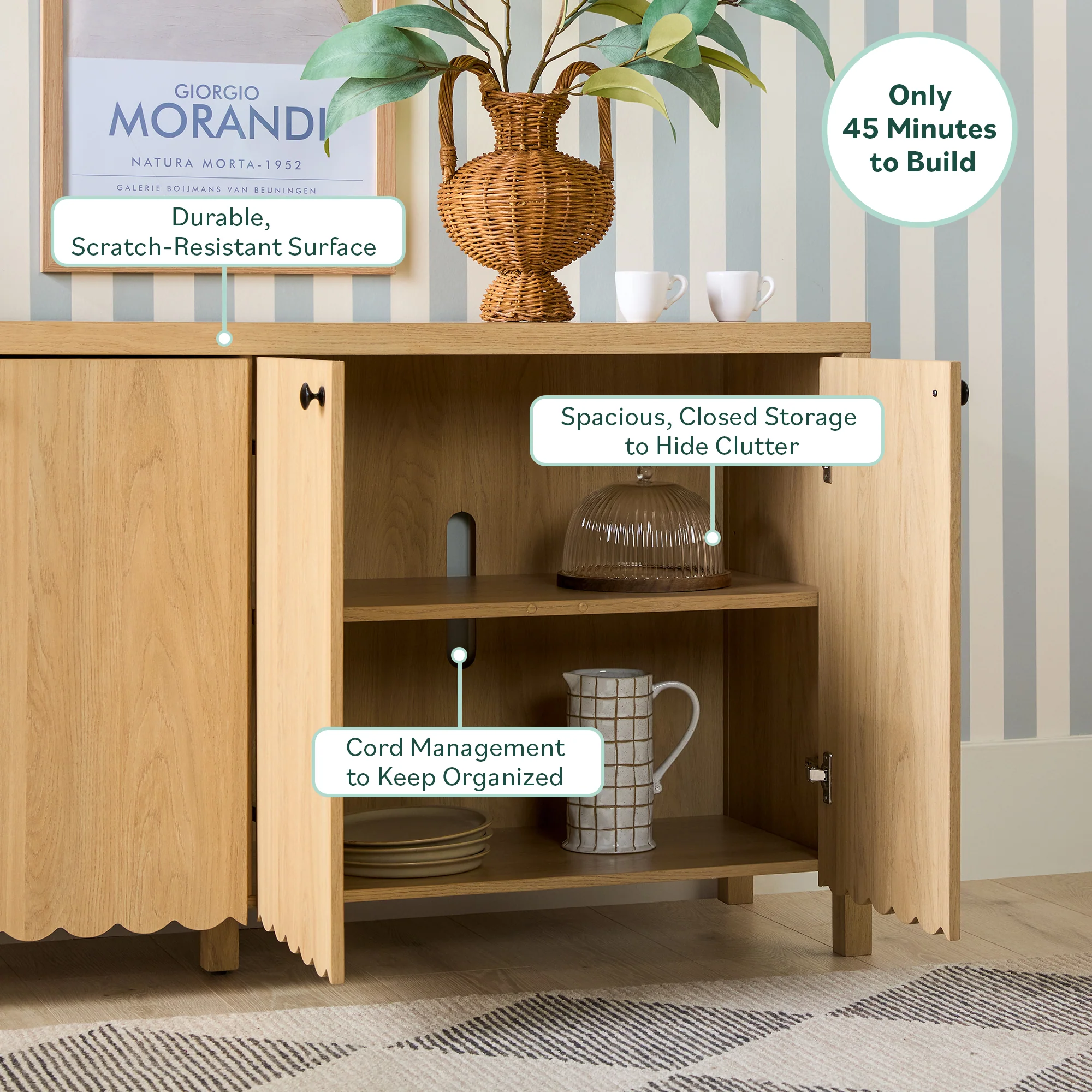 Paisley 60" Modern Scalloped Easy Assembly Sideboard /TV Stand - Image 20