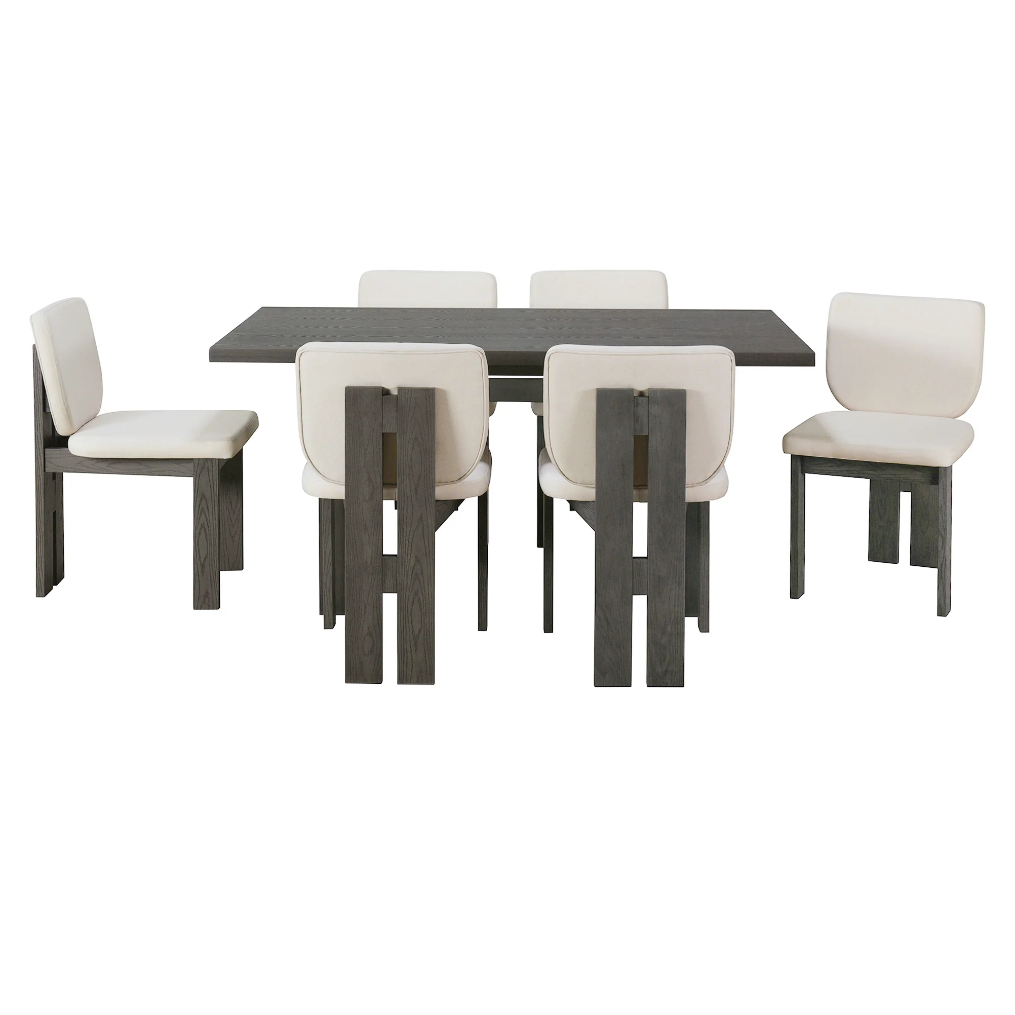 Walker Edison | 60' Wood 7-Piece Retro Dining Table Set for 6 with Upholstered Chairs - Image 10