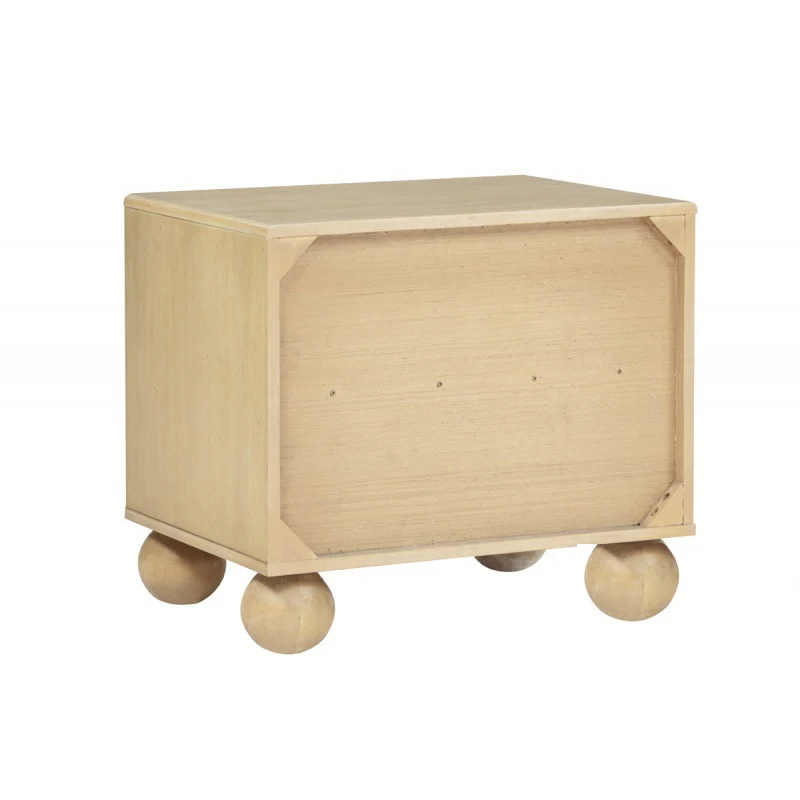 Modern Minimalist Bedroom 2 Drawer Nightstand with Fluted Panels and Rounded Legs - Image 4