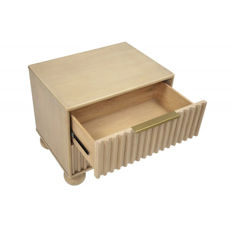 Modern Minimalist Bedroom 2 Drawer Nightstand with Fluted Panels and Rounded Legs - Image 5
