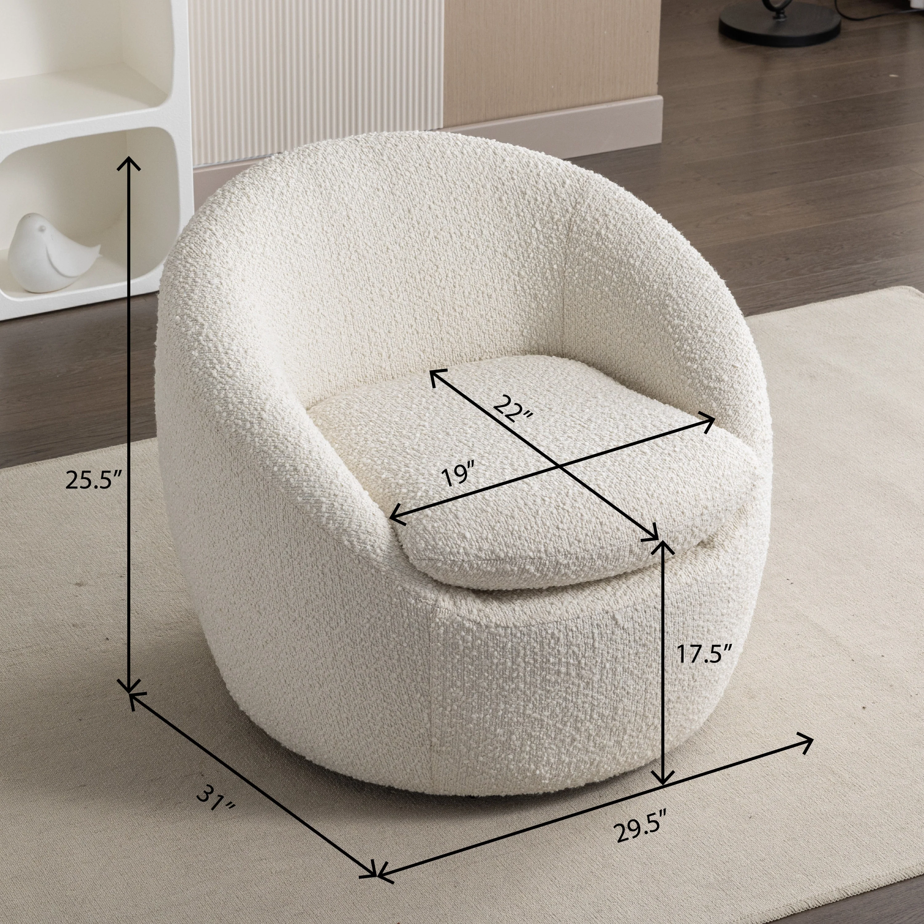 Walker Edison | Boucle Swivel Chair - Image 12