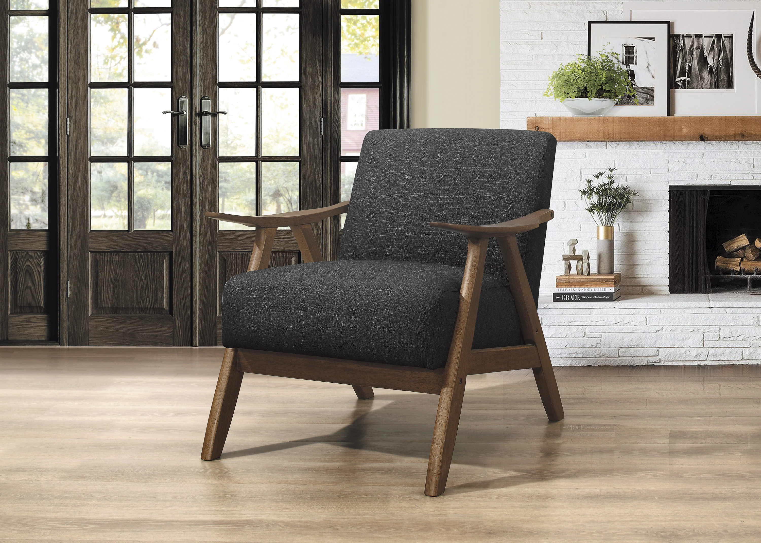 Walker Edison | Elevated Traditional Upholstered Accent Chair - Image 3