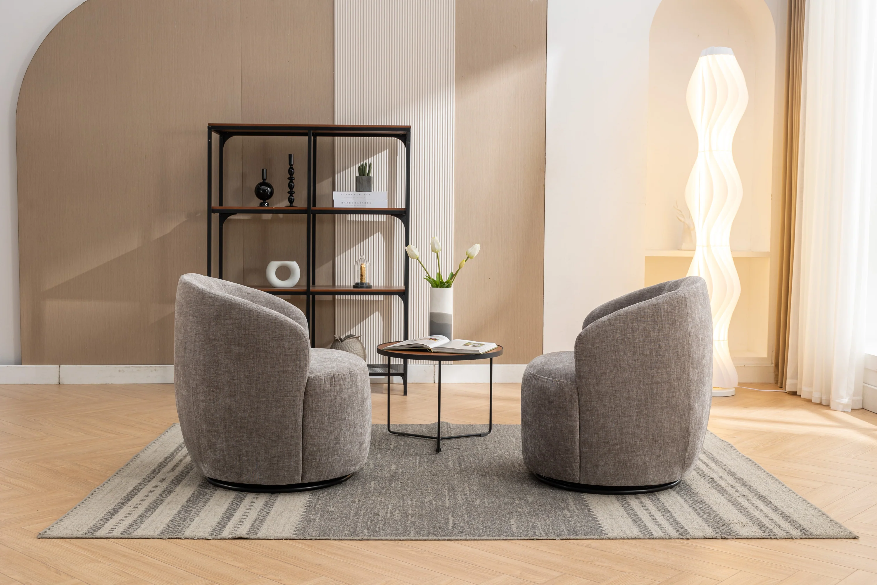 Walker Edison | Chenille Swivel Accent Barrel Chair - Image 12