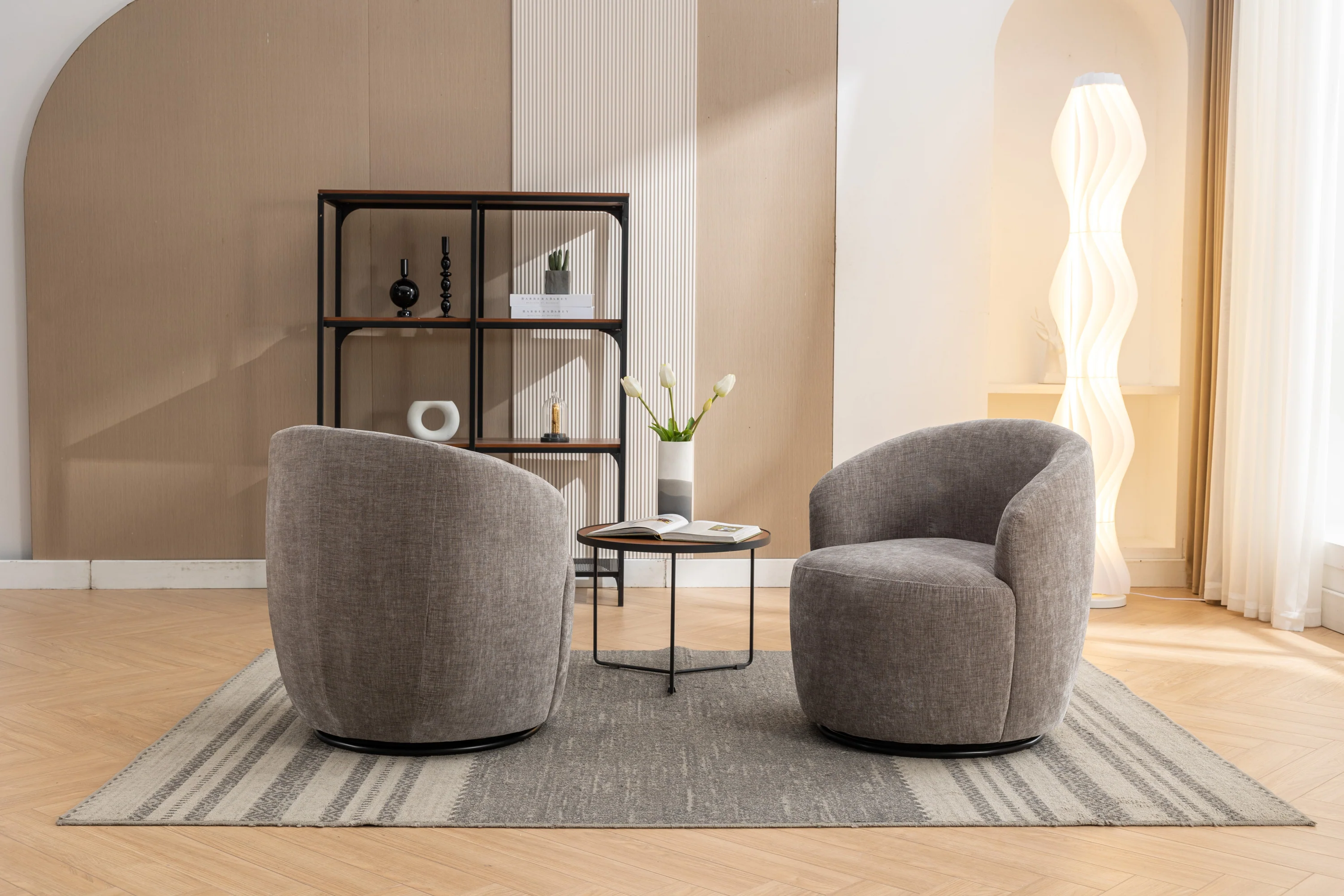 Walker Edison | Chenille Swivel Accent Barrel Chair - Image 13