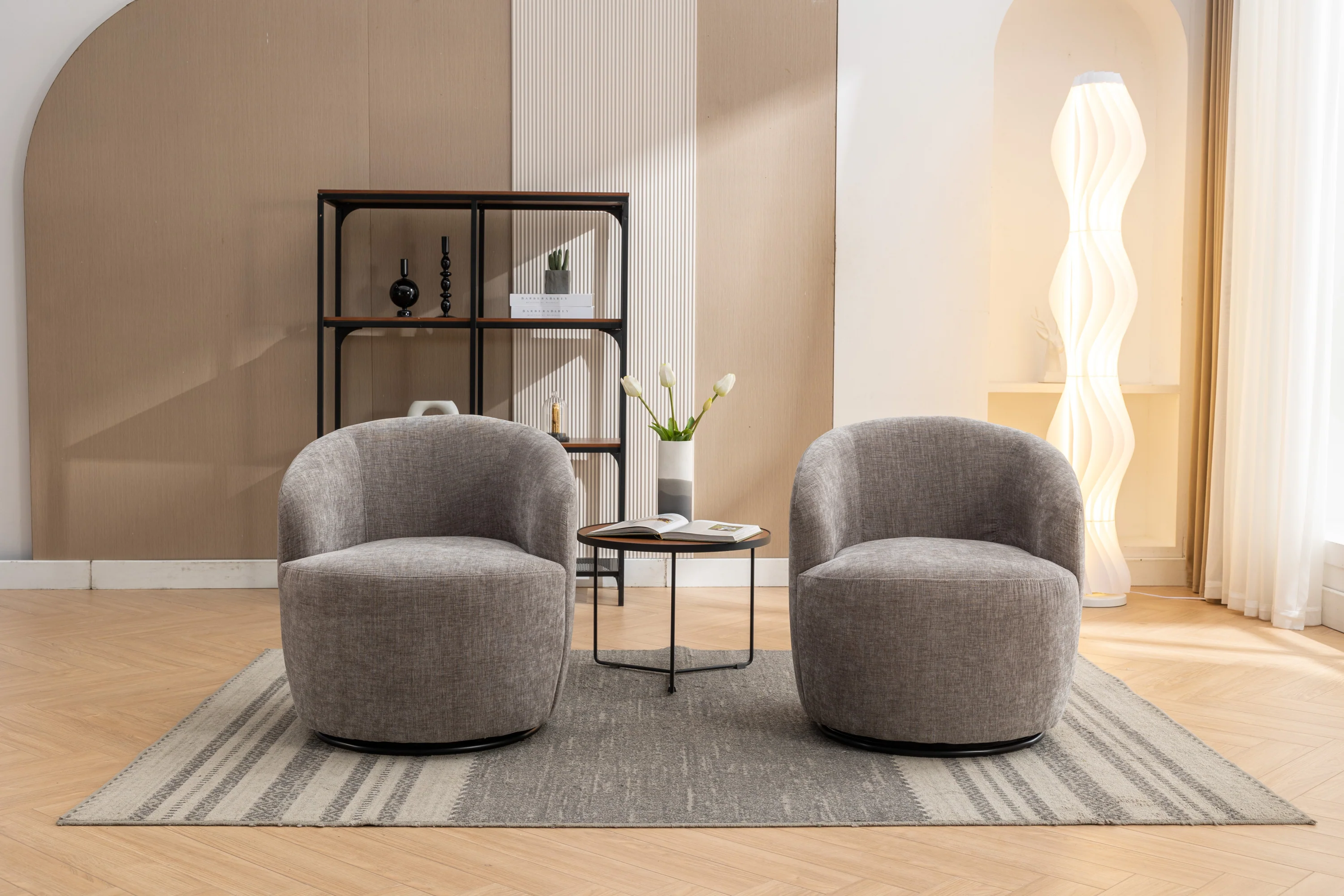 Walker Edison | Chenille Swivel Accent Barrel Chair - Image 14