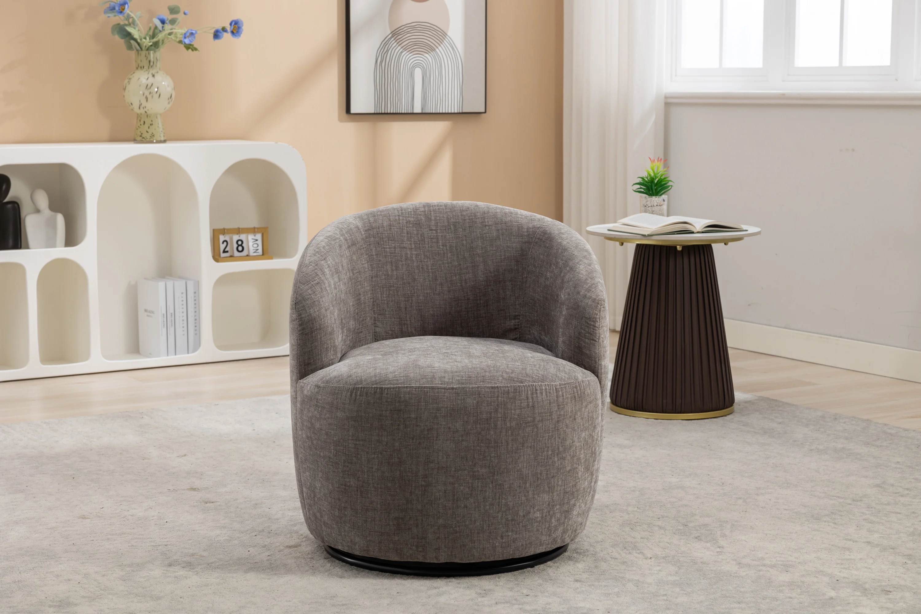 Walker Edison | Chenille Swivel Accent Barrel Chair - Image 17