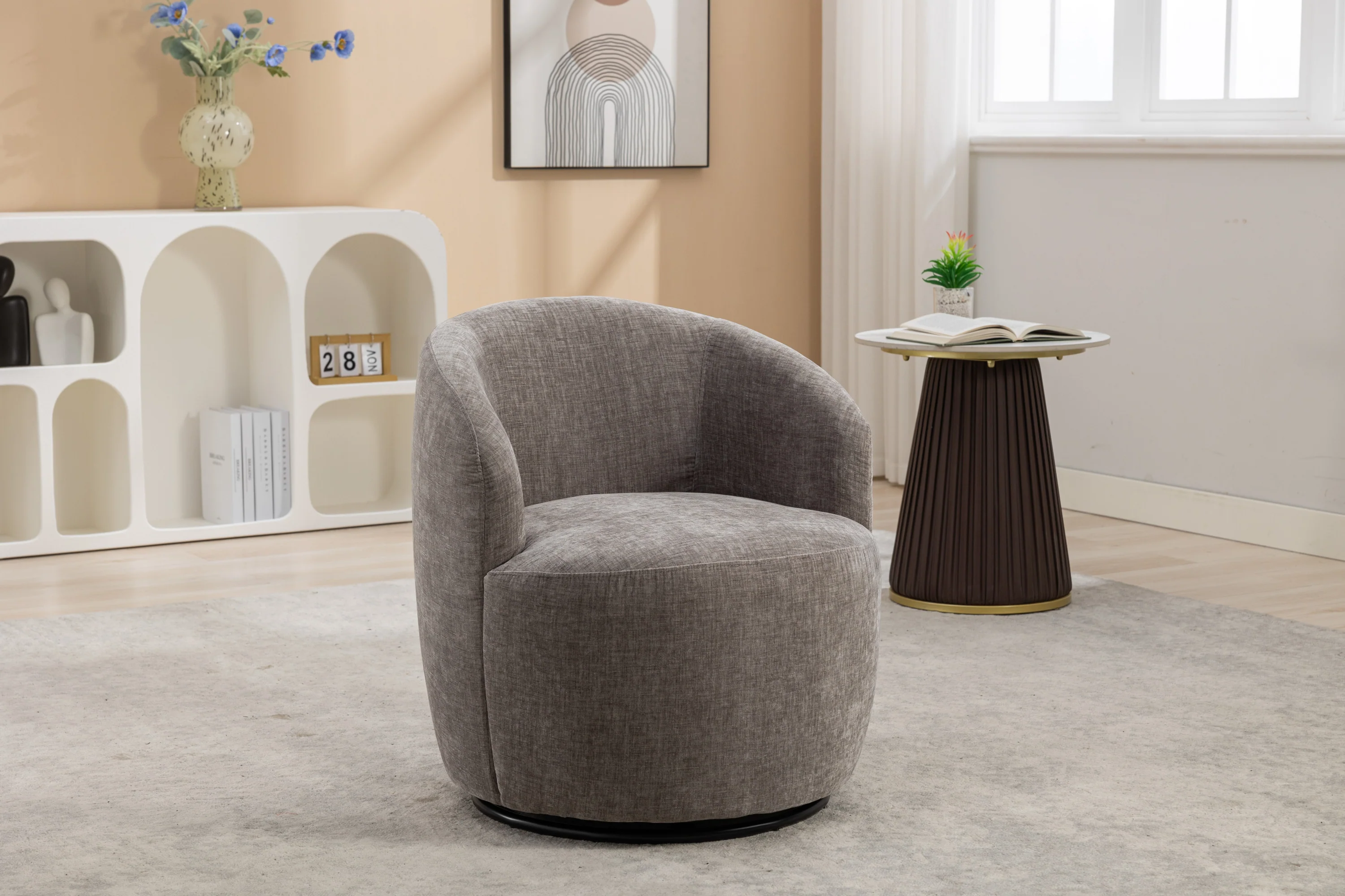 Walker Edison | Chenille Swivel Accent Barrel Chair - Image 20