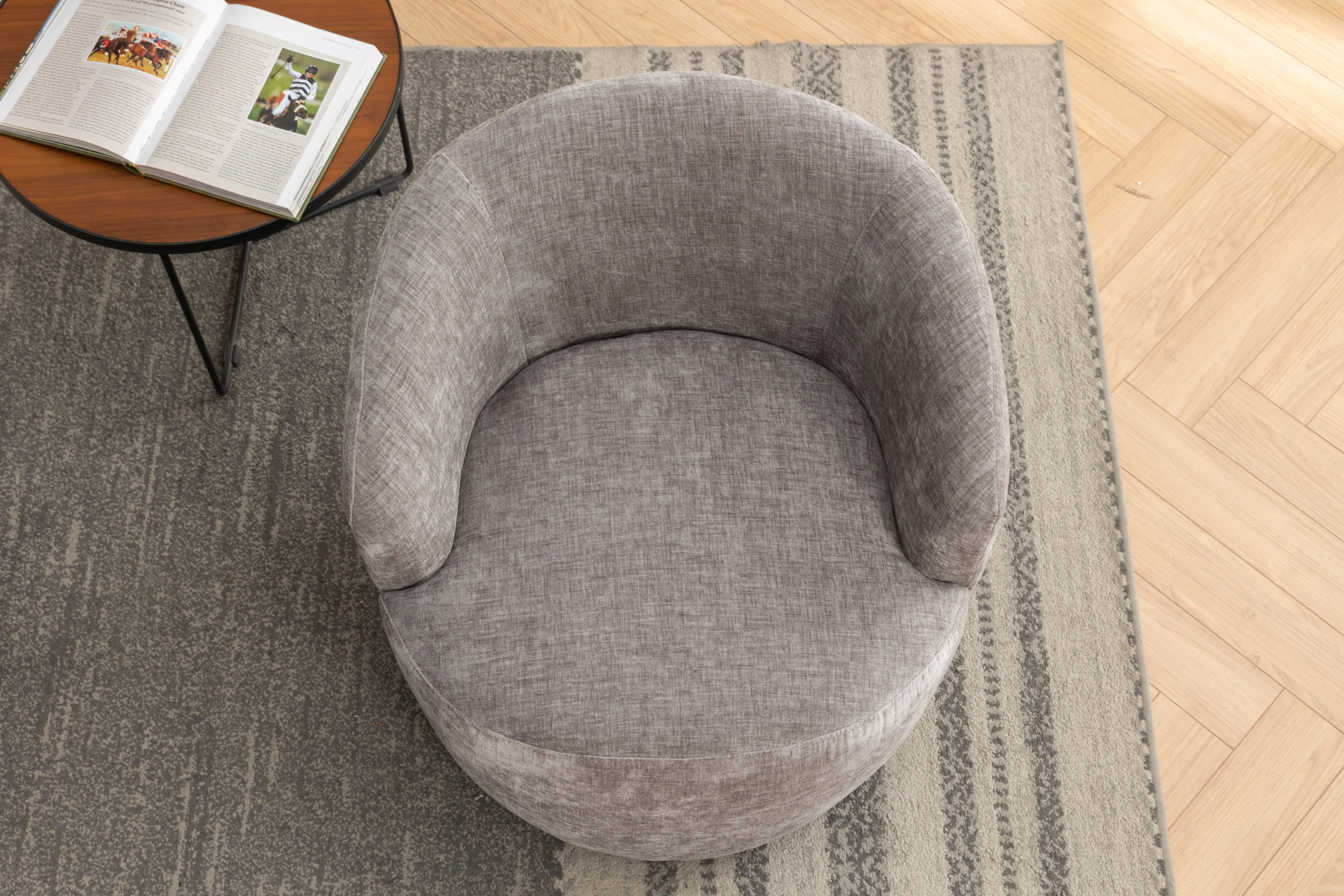Walker Edison | Chenille Swivel Accent Barrel Chair - Image 3