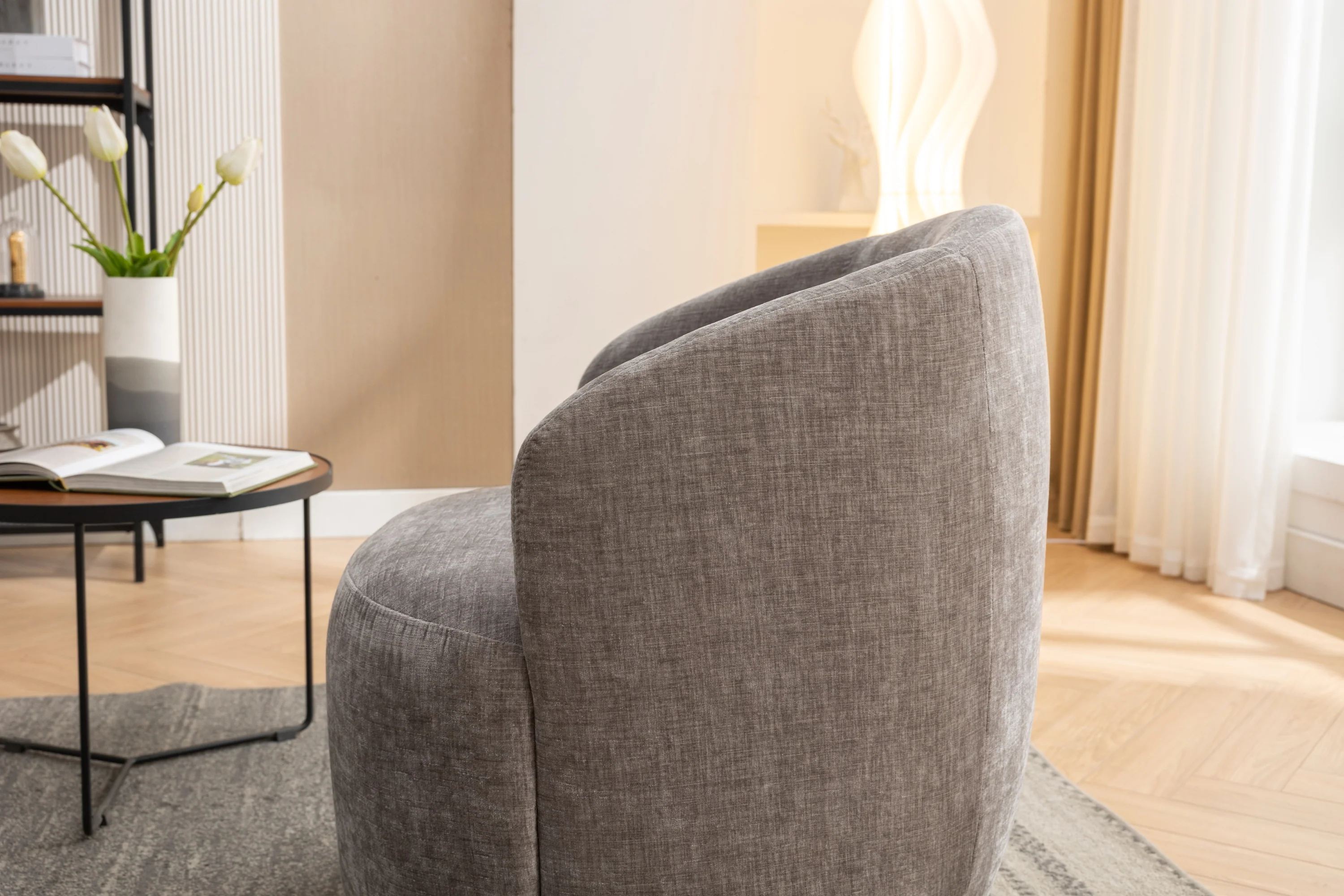 Walker Edison | Chenille Swivel Accent Barrel Chair - Image 4