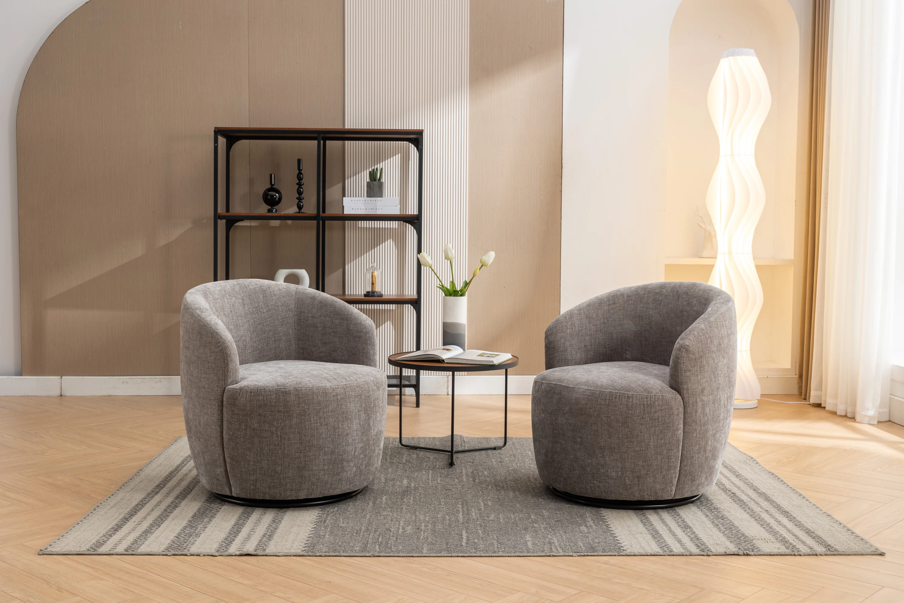Walker Edison | Chenille Swivel Accent Barrel Chair - Image 5