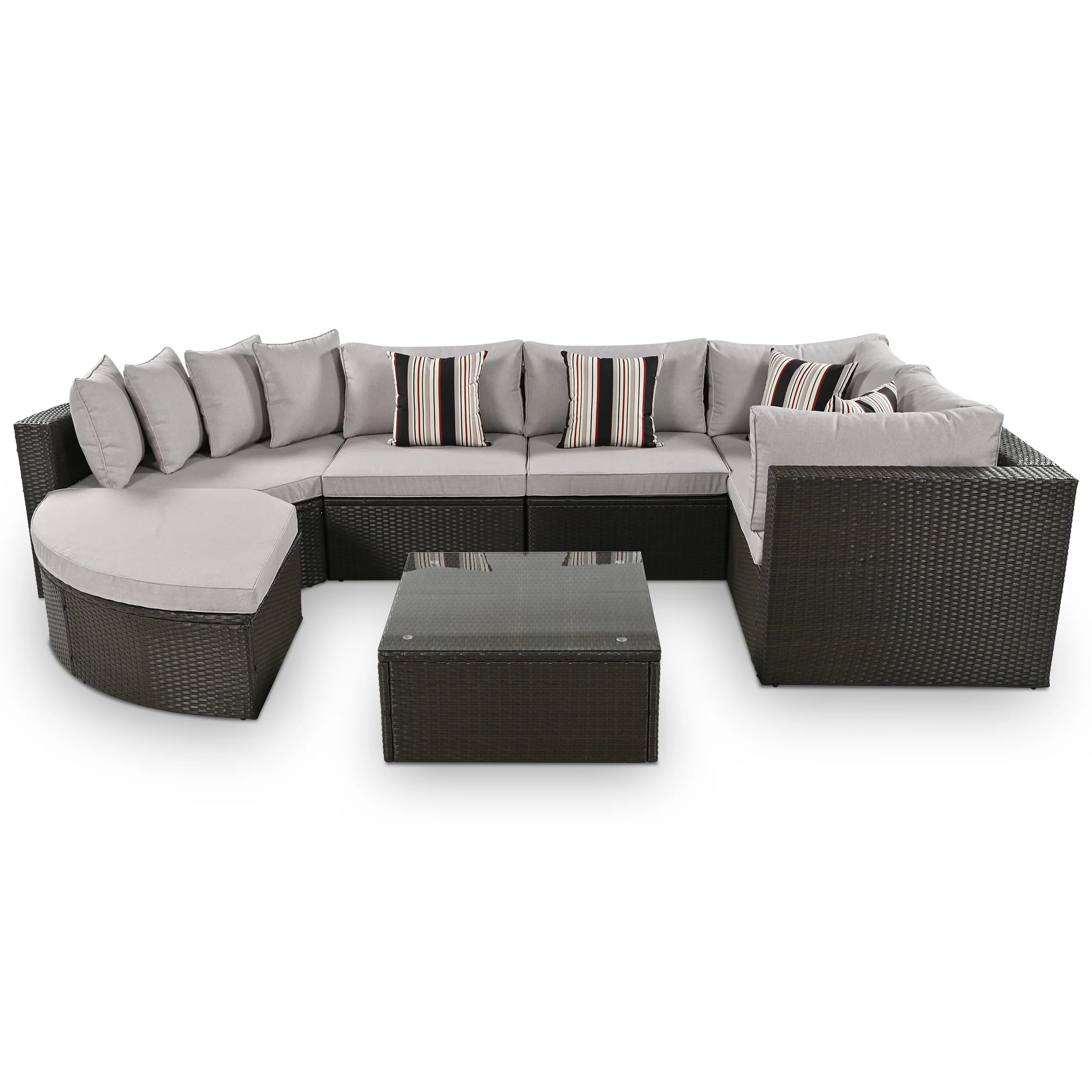 Walker Edison | 7 Piece Outdoor Wicker Modular Sofa Set - Image 10