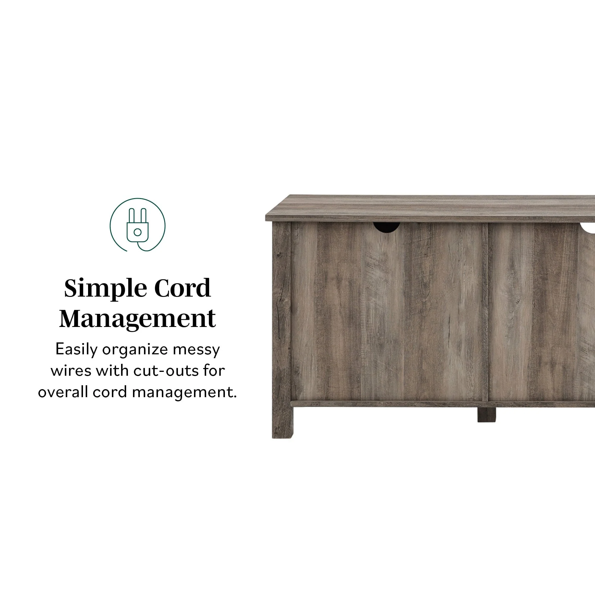 Farmhouse 70" Simple Window Pane 2 Door Wood TV Stand - Image 7