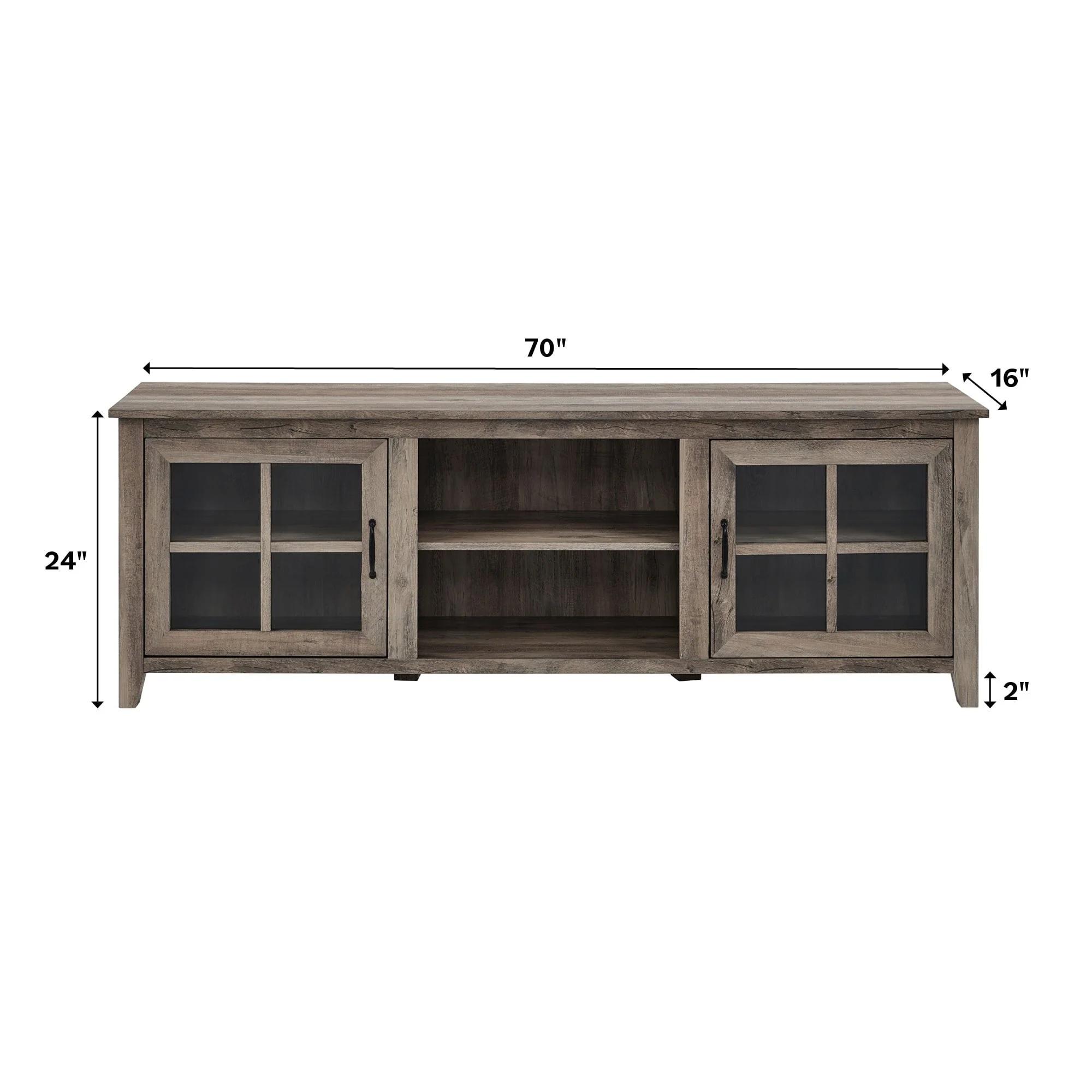 Farmhouse 70" Simple Window Pane 2 Door Wood TV Stand - Image 9