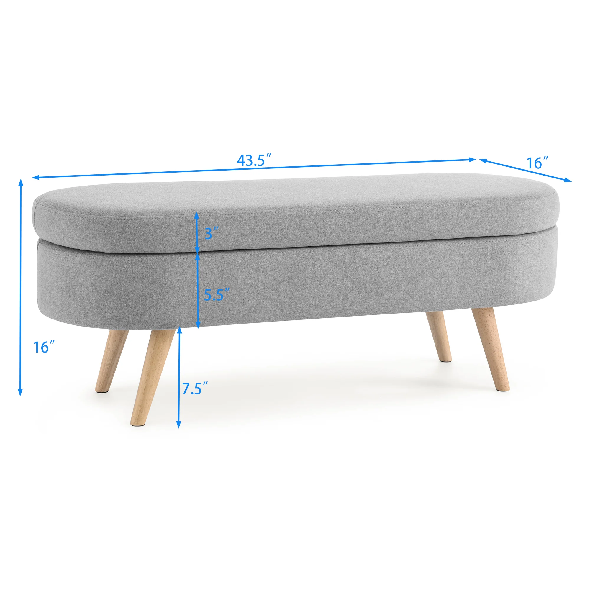 Walker Edison | Linen Oval Ottoman Storage Bench - Image 14