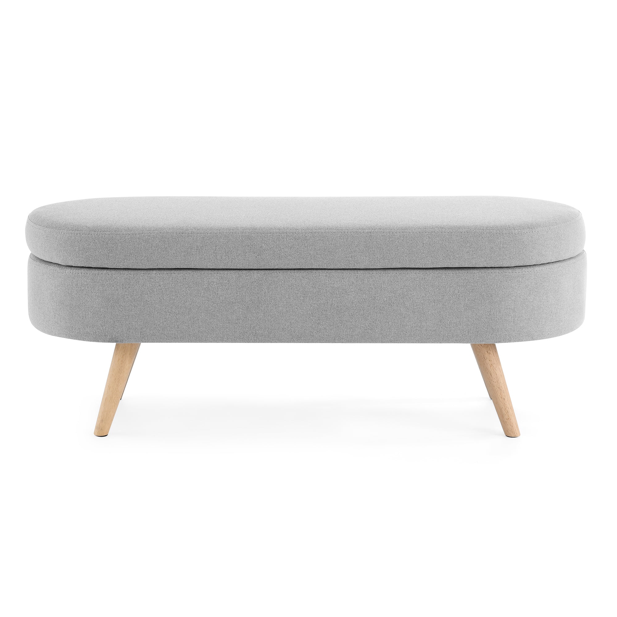 Walker Edison | Linen Oval Ottoman Storage Bench - Image 8