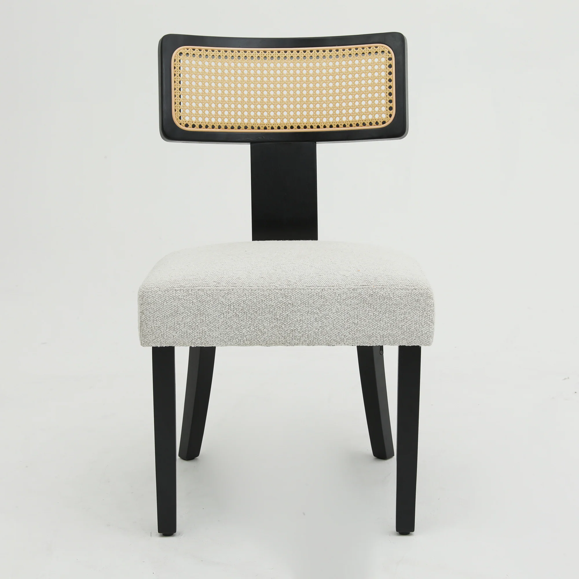 Wood and Rattan Mid Century Modern Dining Chairs Set of 2 - Image 10