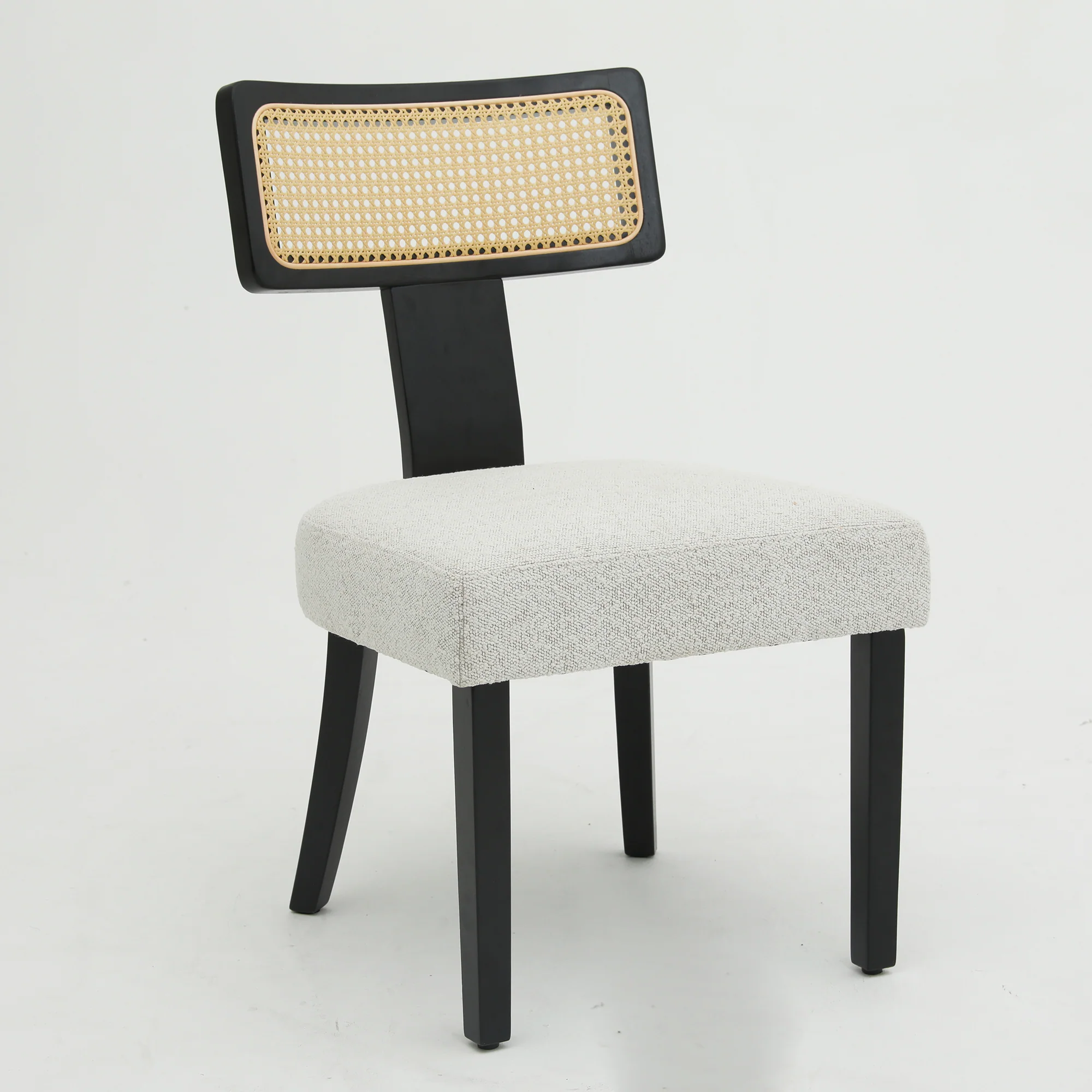 Wood and Rattan Mid Century Modern Dining Chairs Set of 2 - Image 13