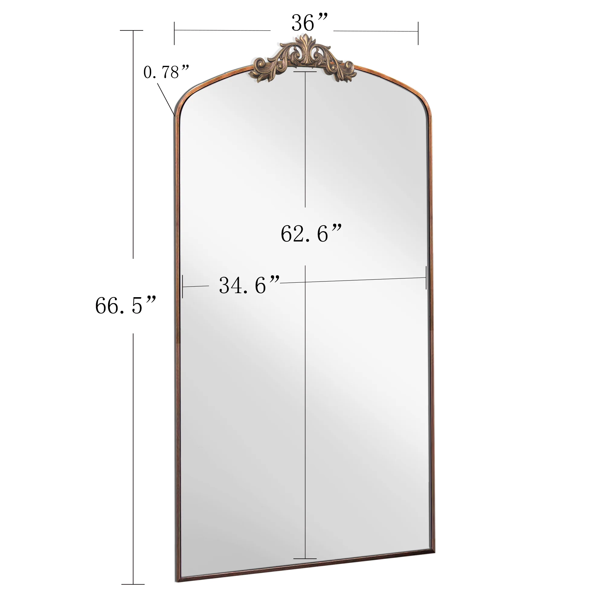 Walker Edison | Vintage Ornate Arched Full Length Mirror - Image 10