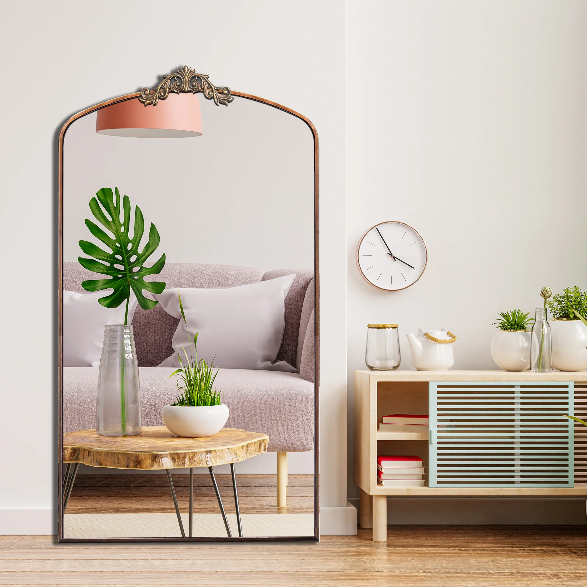 Walker Edison | Vintage Ornate Arched Full Length Mirror - Image 5