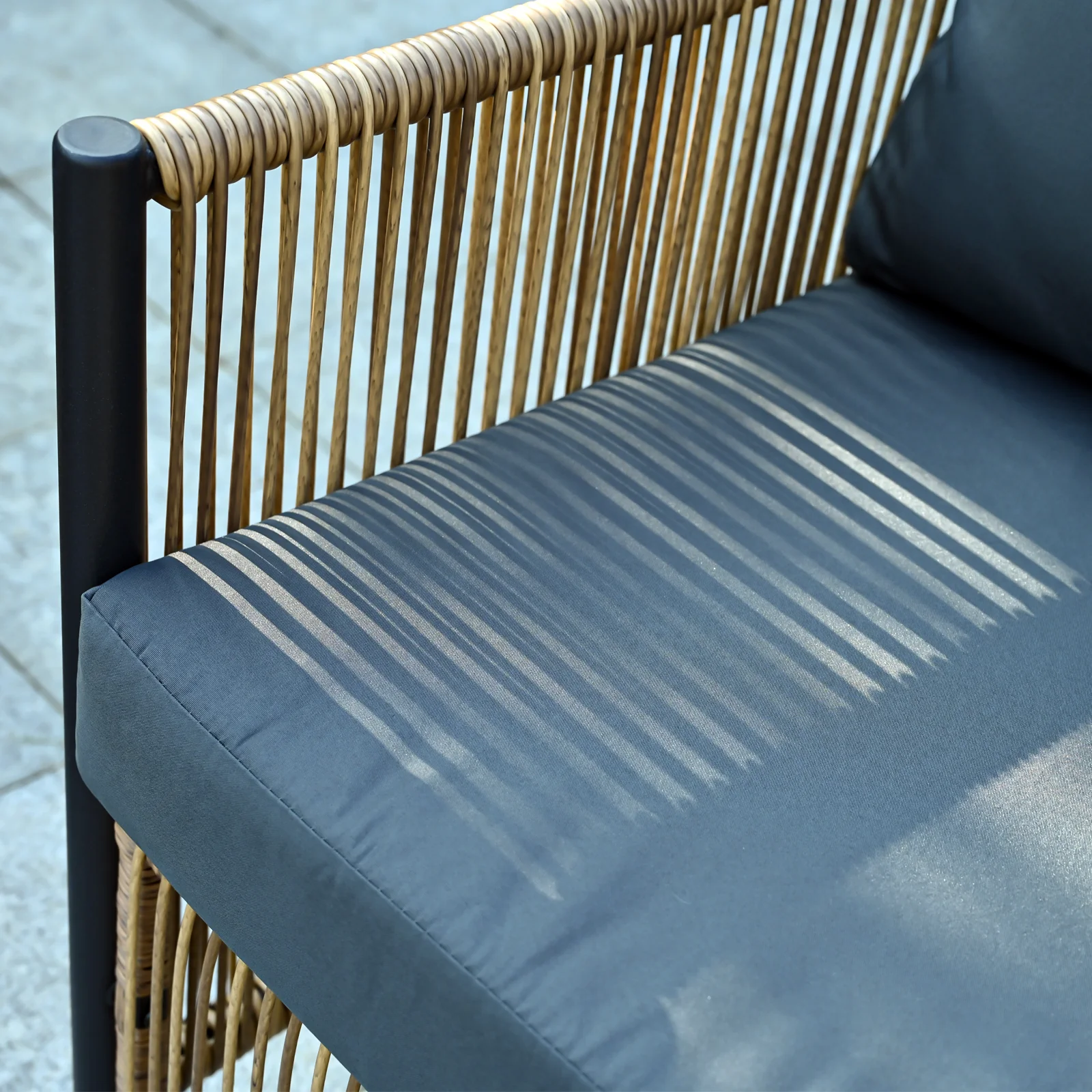 Walker Edison | Wicker Outdoor Loveseat Sofa Table Set - Image 2