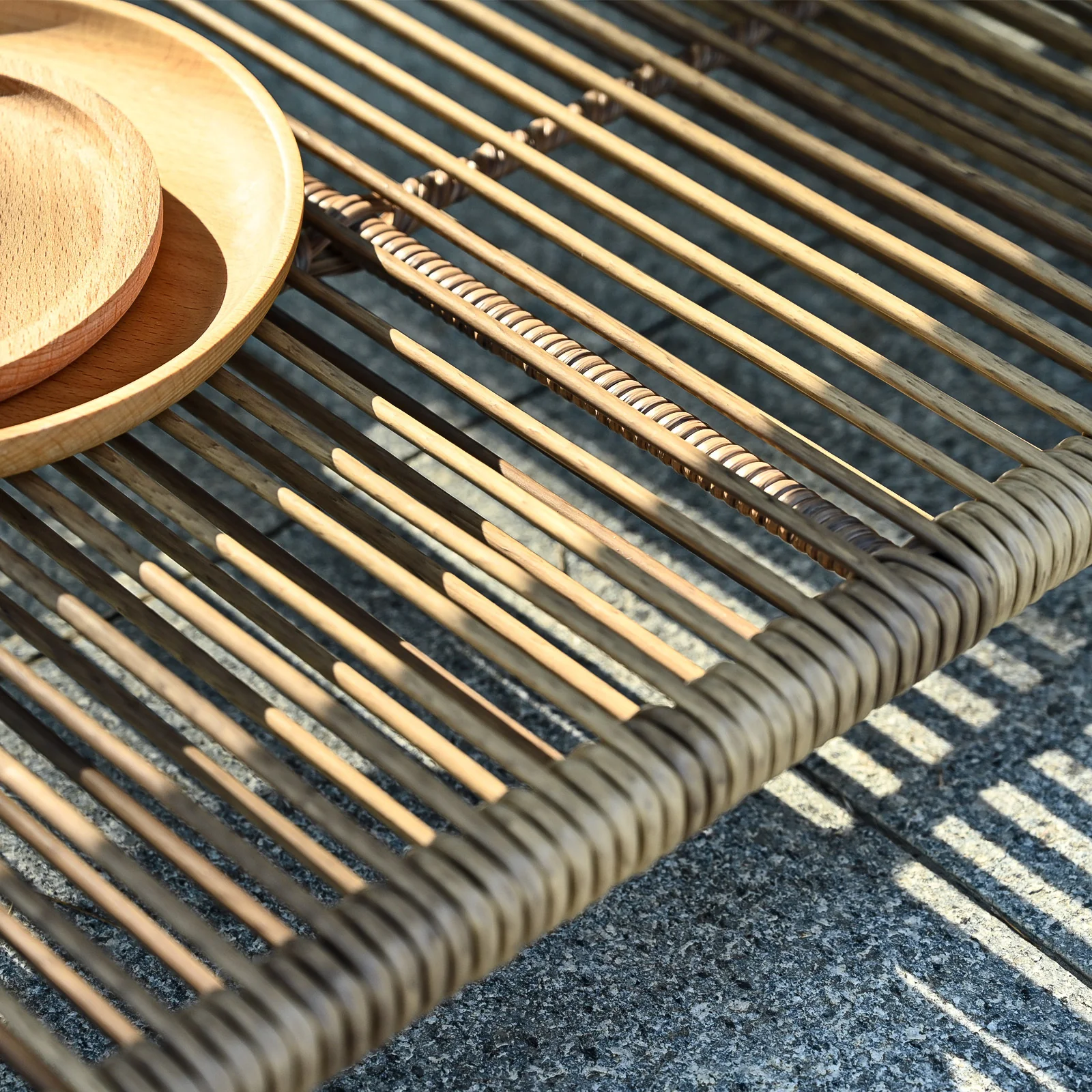 Walker Edison | Wicker Outdoor Loveseat Sofa Table Set - Image 3