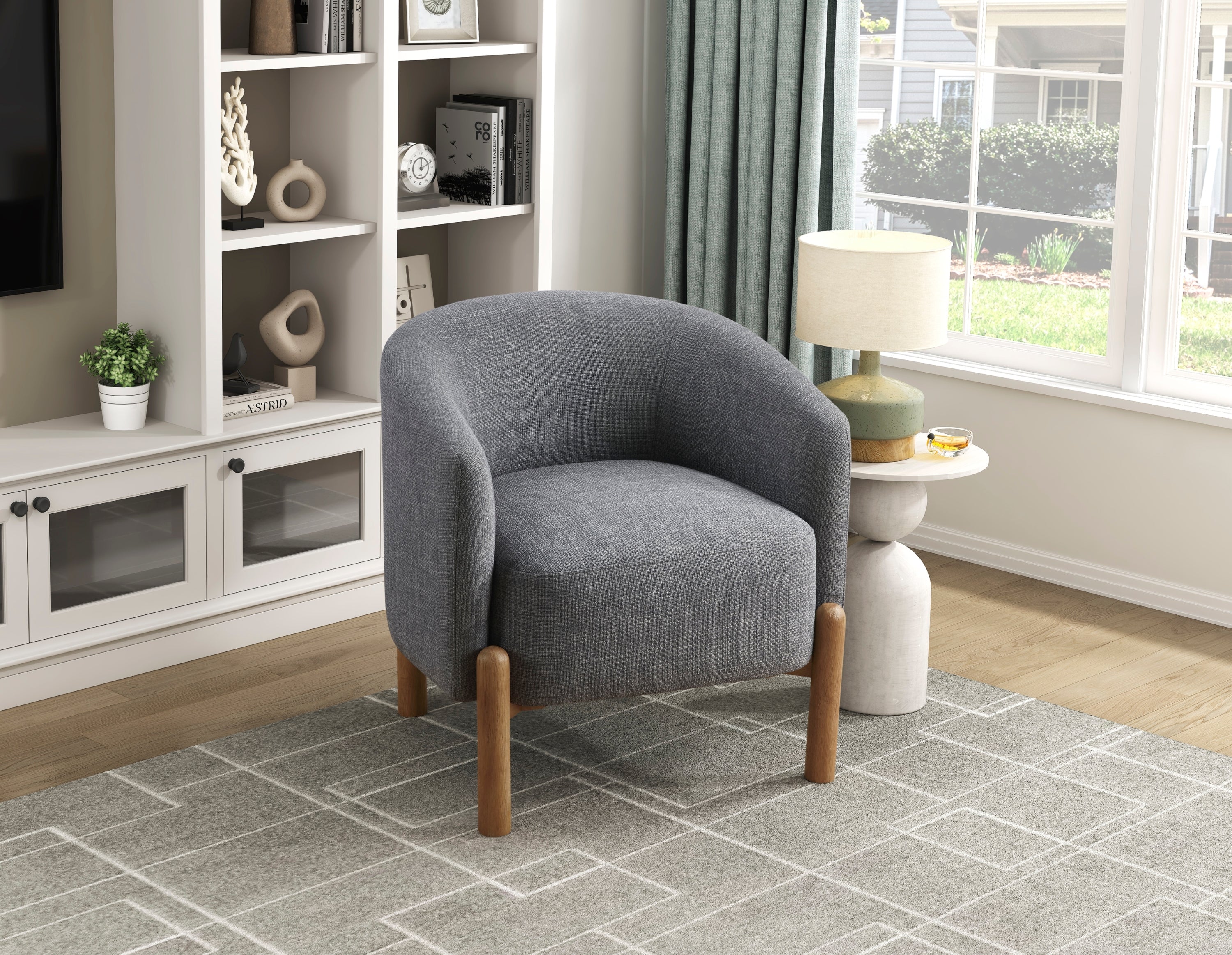 Style Comfort Accent Chair Gray Upholstery Durable Frame Solid Wood Legs Contemporary Living Room Furniture 1pc - Image 10