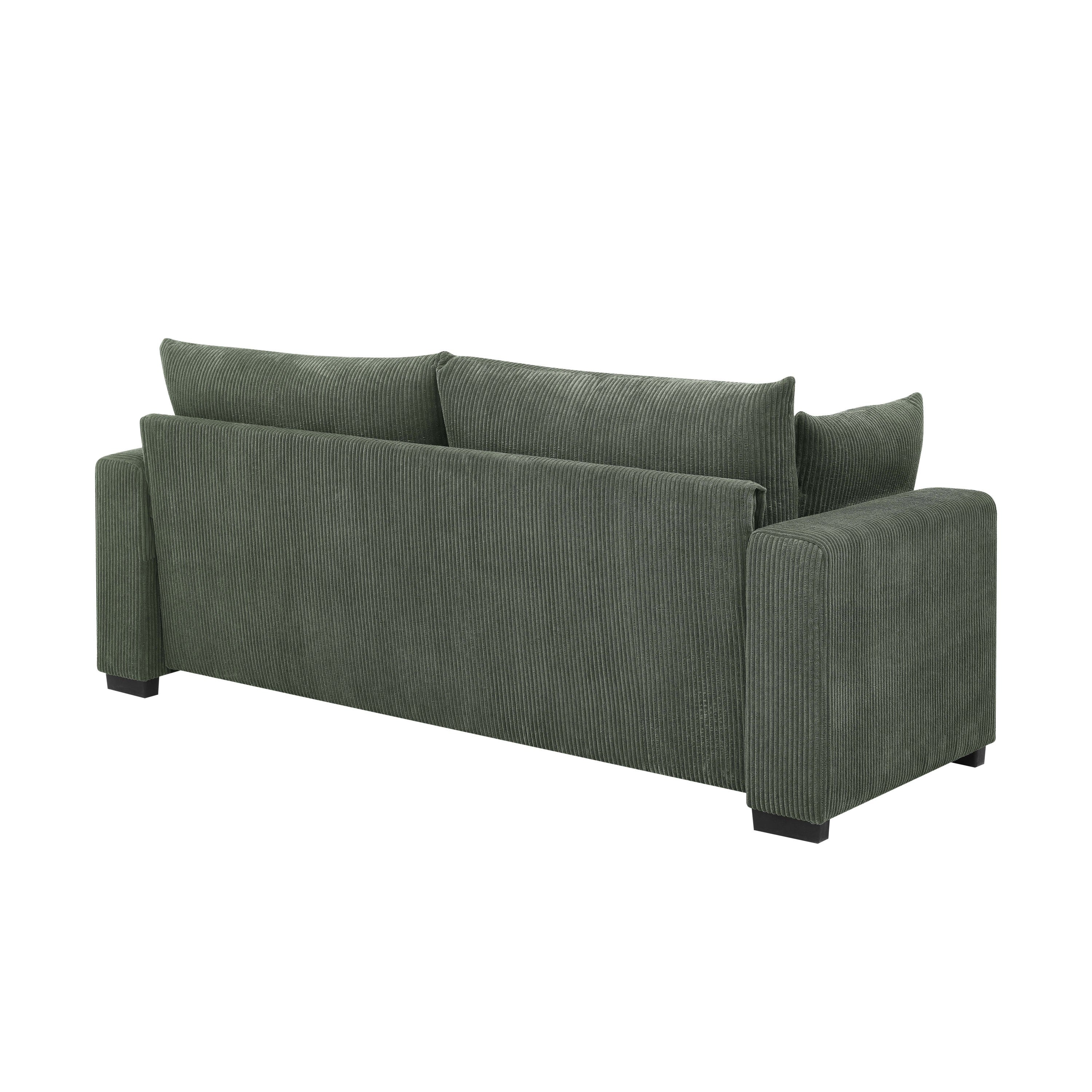 Walker Edison | Coastal Green Corduroy Loveseat Cloud Sofa - Image 4