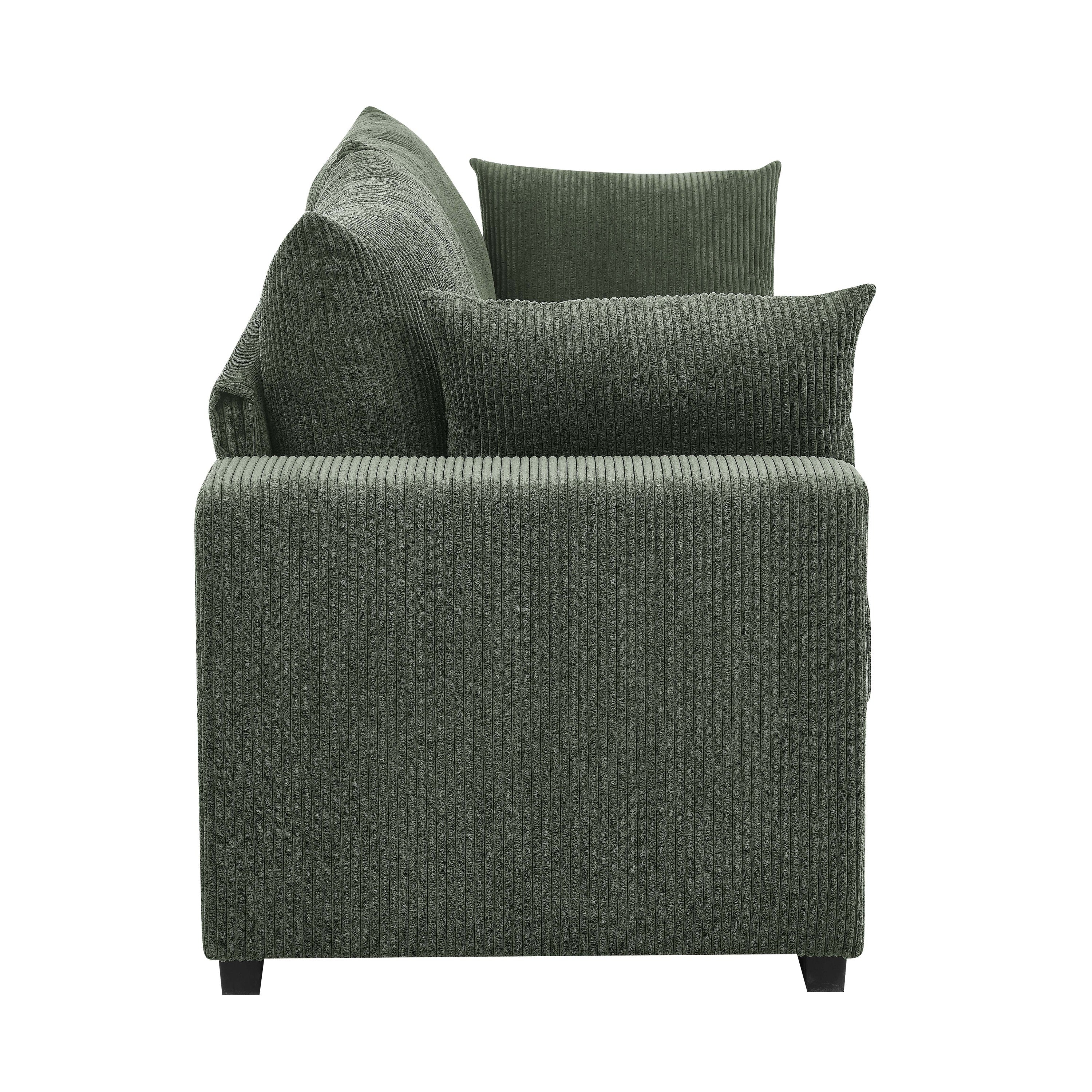 Walker Edison | Coastal Green Corduroy Loveseat Cloud Sofa - Image 5