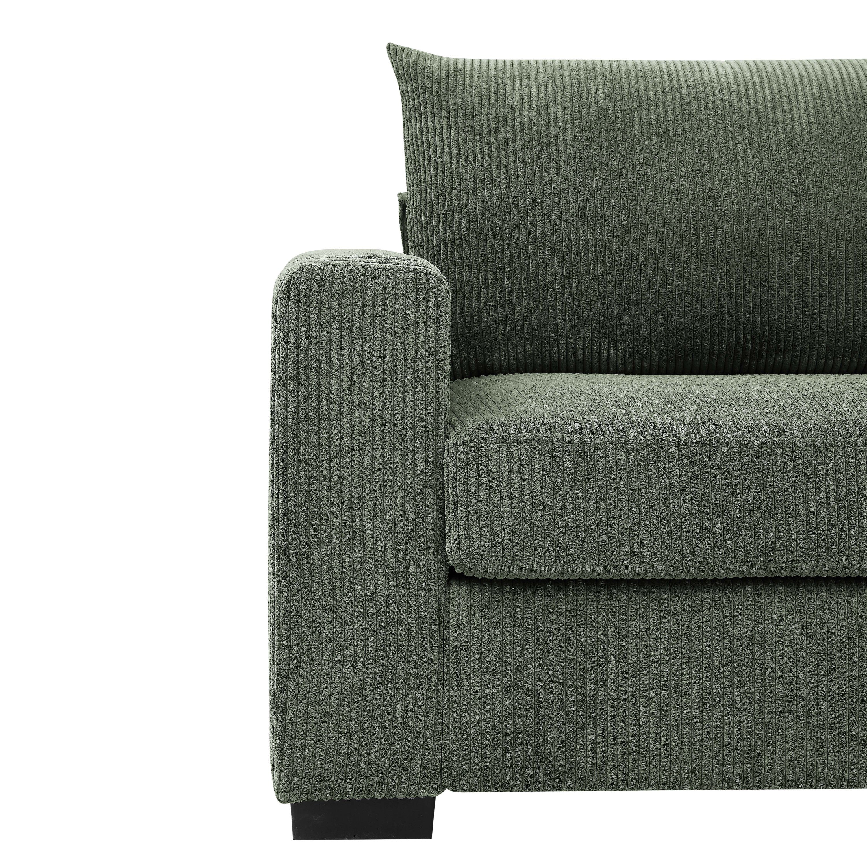 Walker Edison | Coastal Green Corduroy Loveseat Cloud Sofa - Image 6