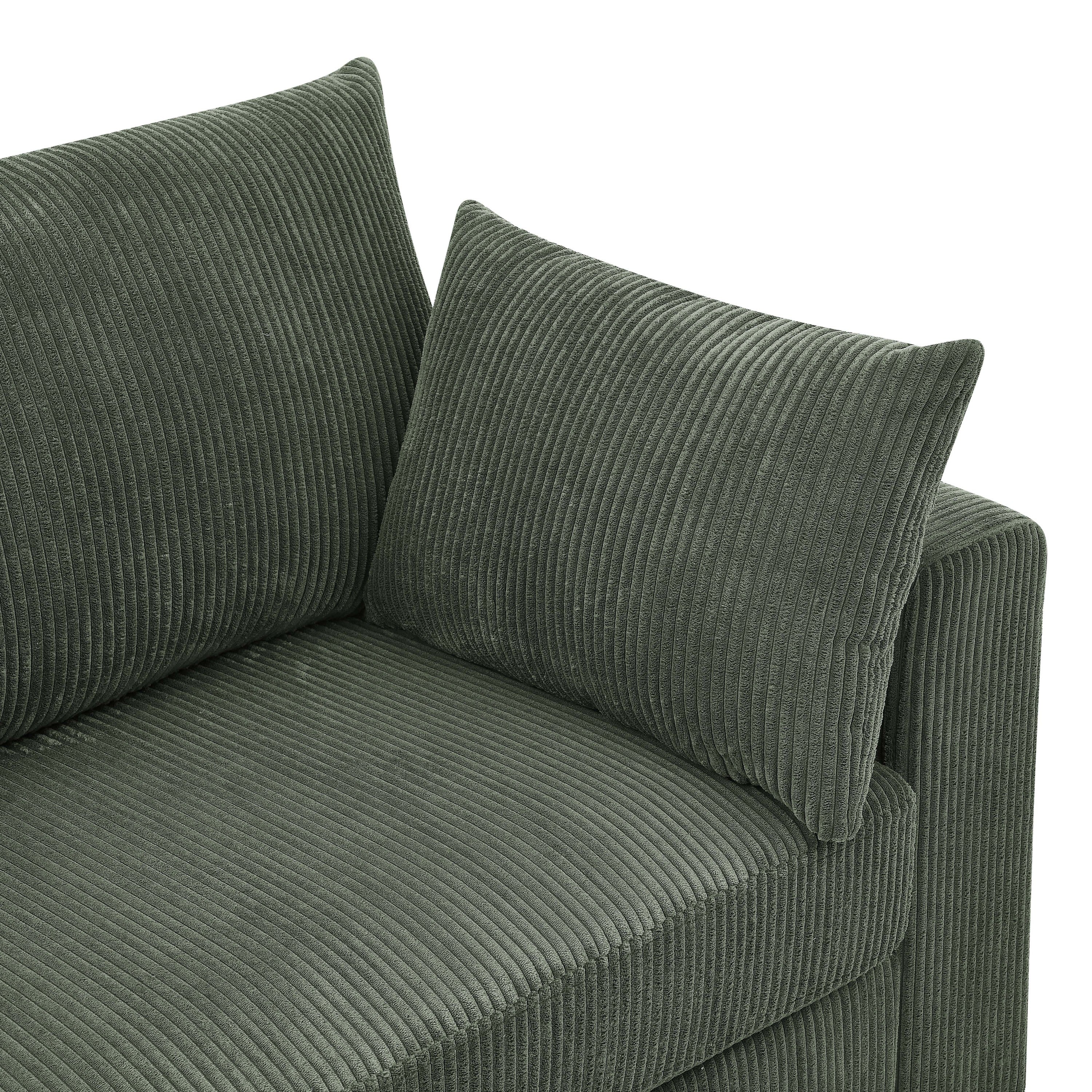 Walker Edison | Coastal Green Corduroy Loveseat Cloud Sofa - Image 7
