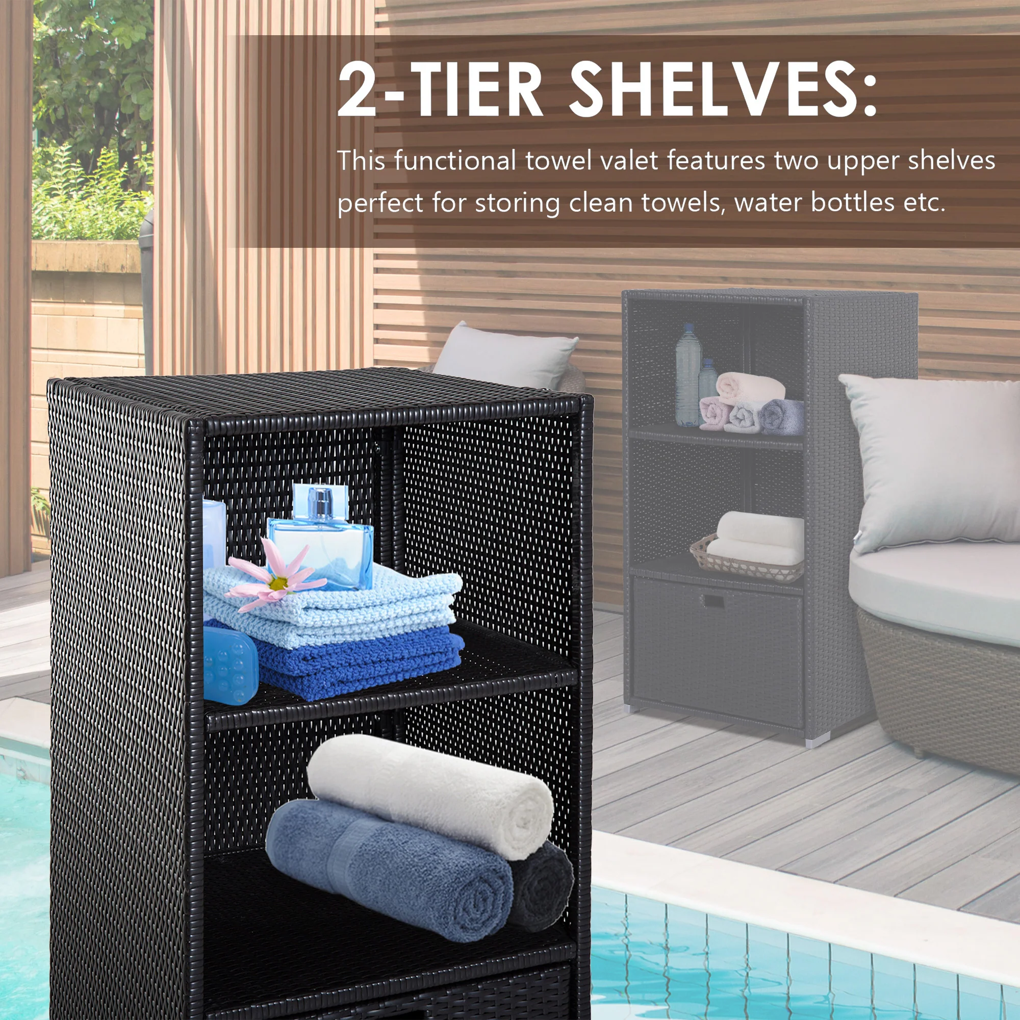 Walker Edison | Outdoor Waterproof Valet Pool Towel Storage Rack - Image 9