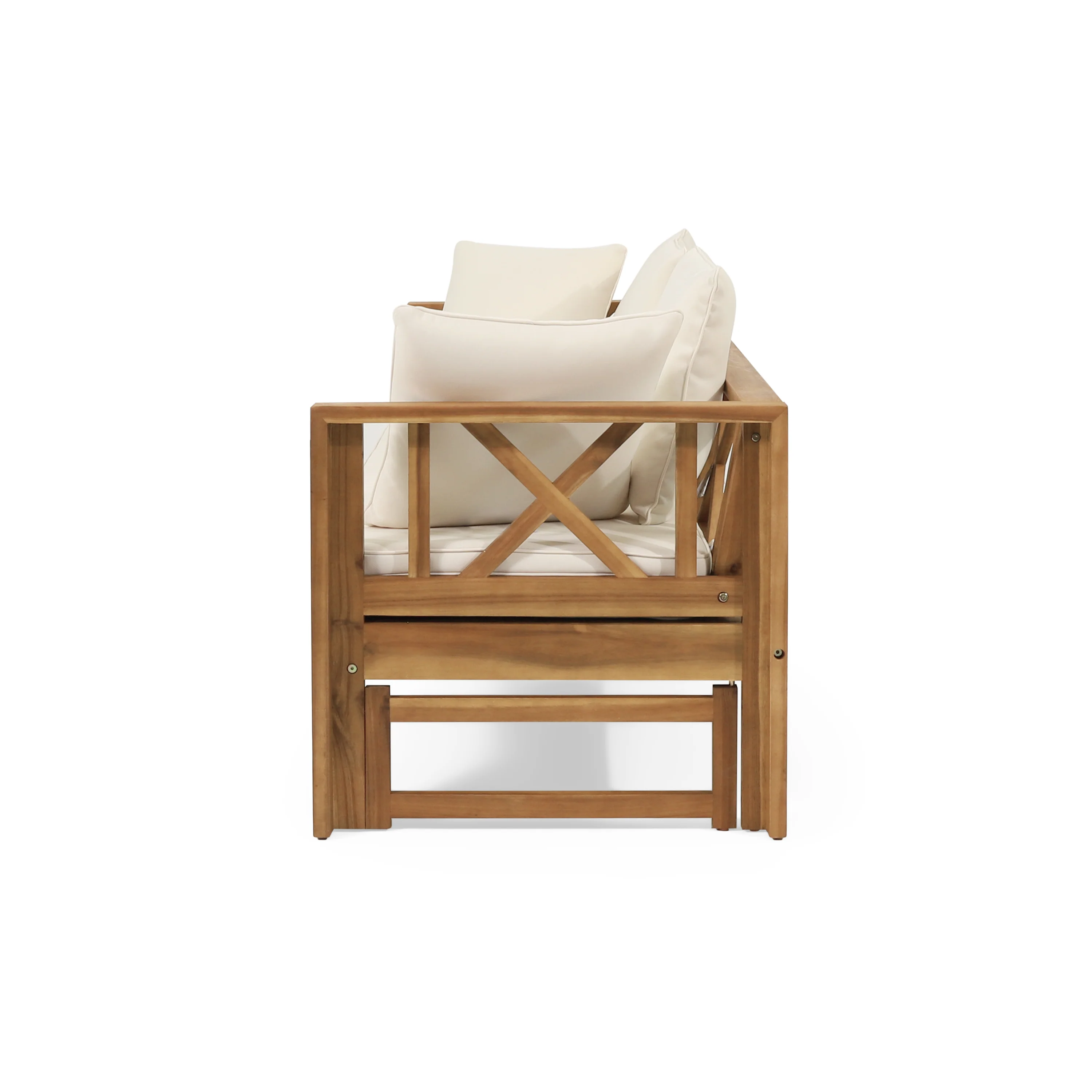 Walker Edison | Acacia Wood Outdoor Extendable Sofa into Daybed - Image 10