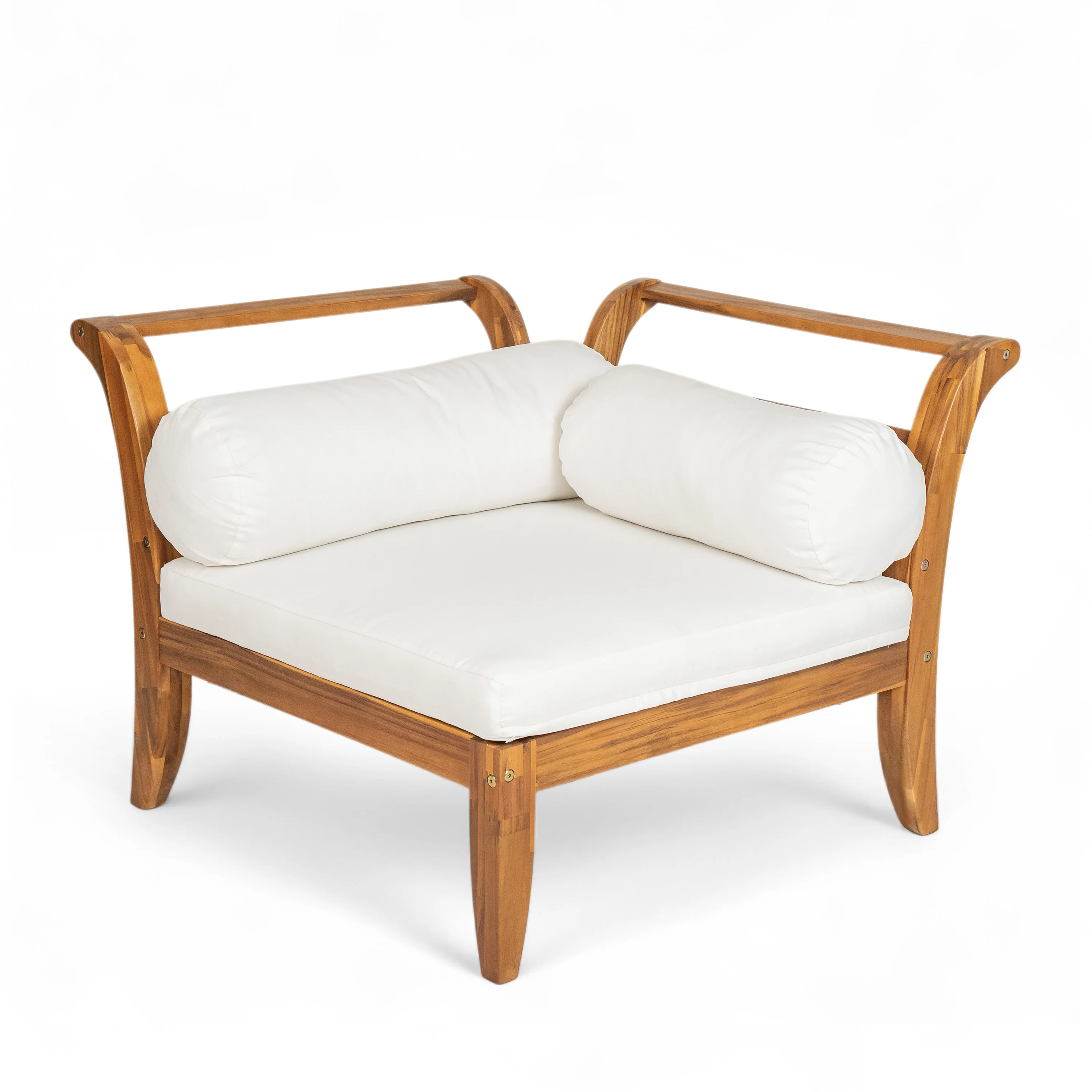 Walker Edison | Acacia Wood Outdoor Modular 6 Piece Sectional Sofa Set - Image 15