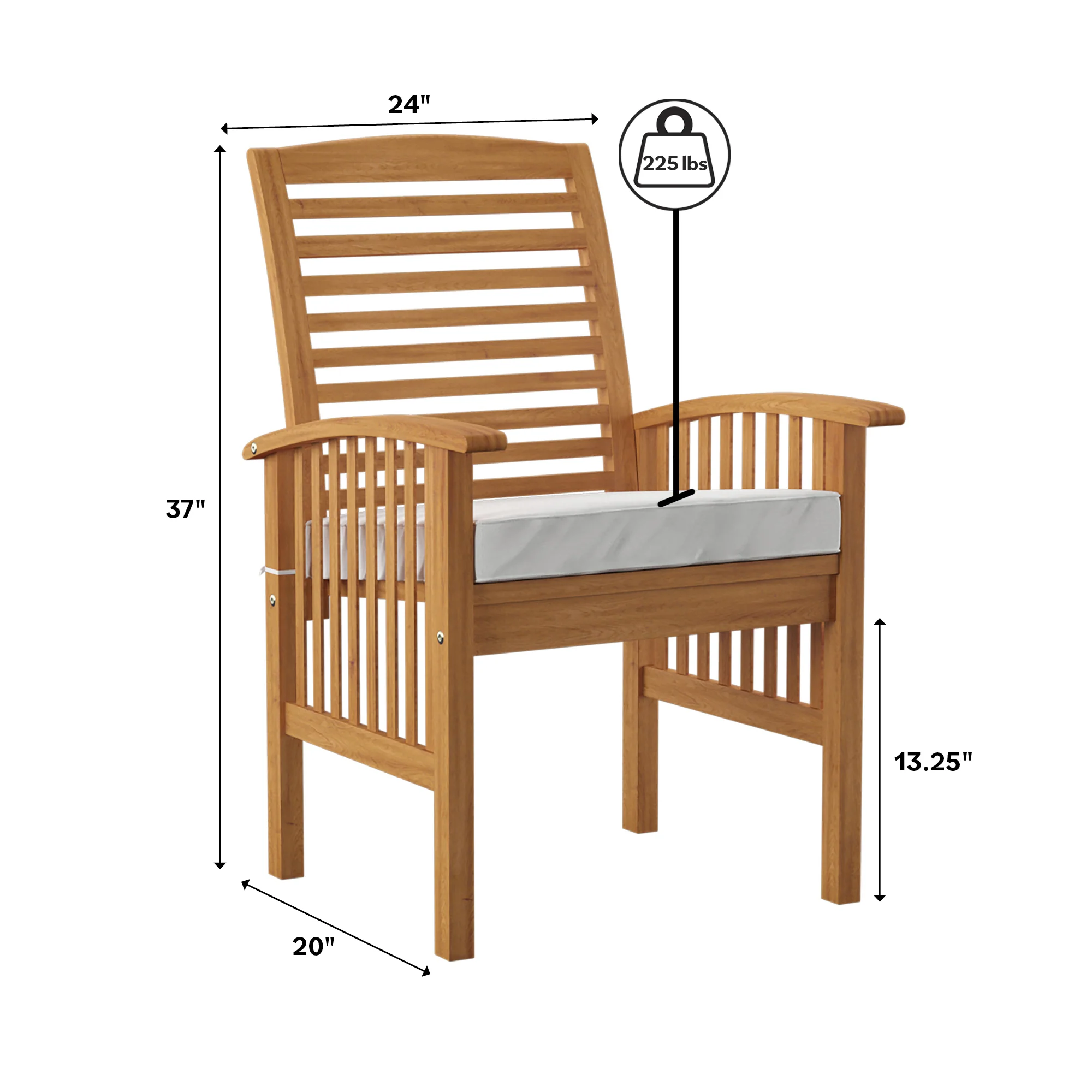 Midland Outdoor Patio Chairs with Cushions, Set of 2 - Image 6