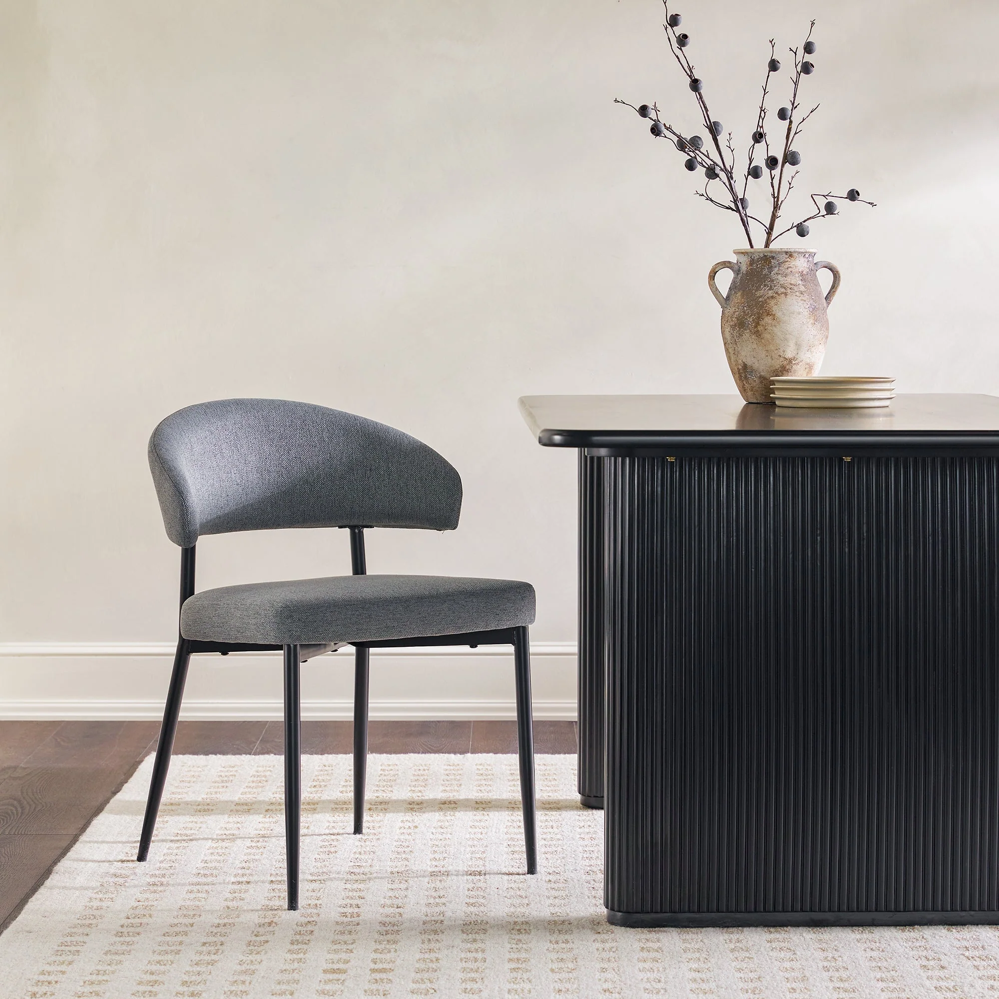 Alexis Modern Upholstered Curved Dining Chair, set of 2 - Image 6