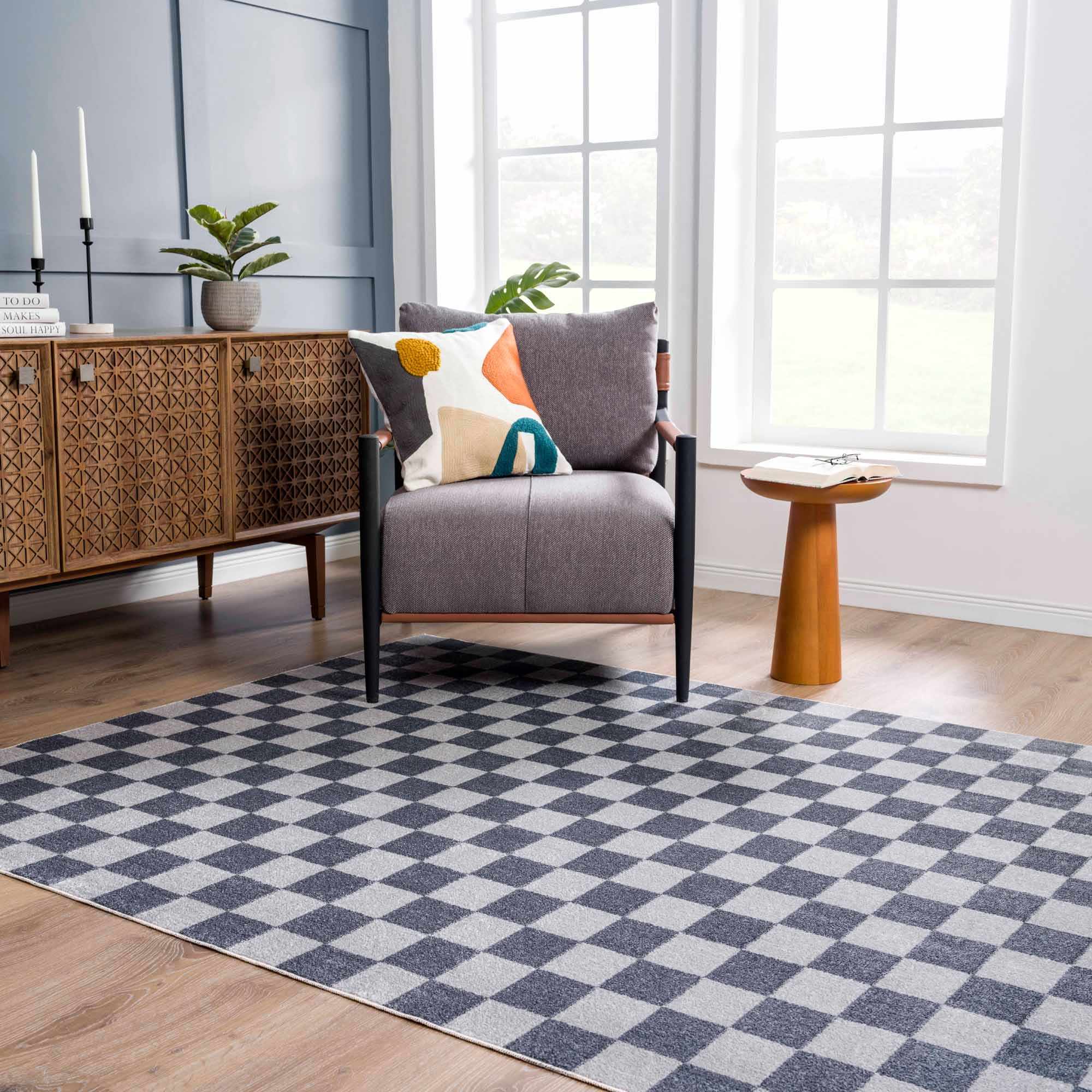 Boutique Rugs - Alie Gray Checkered Washable Area Rug - Image 16