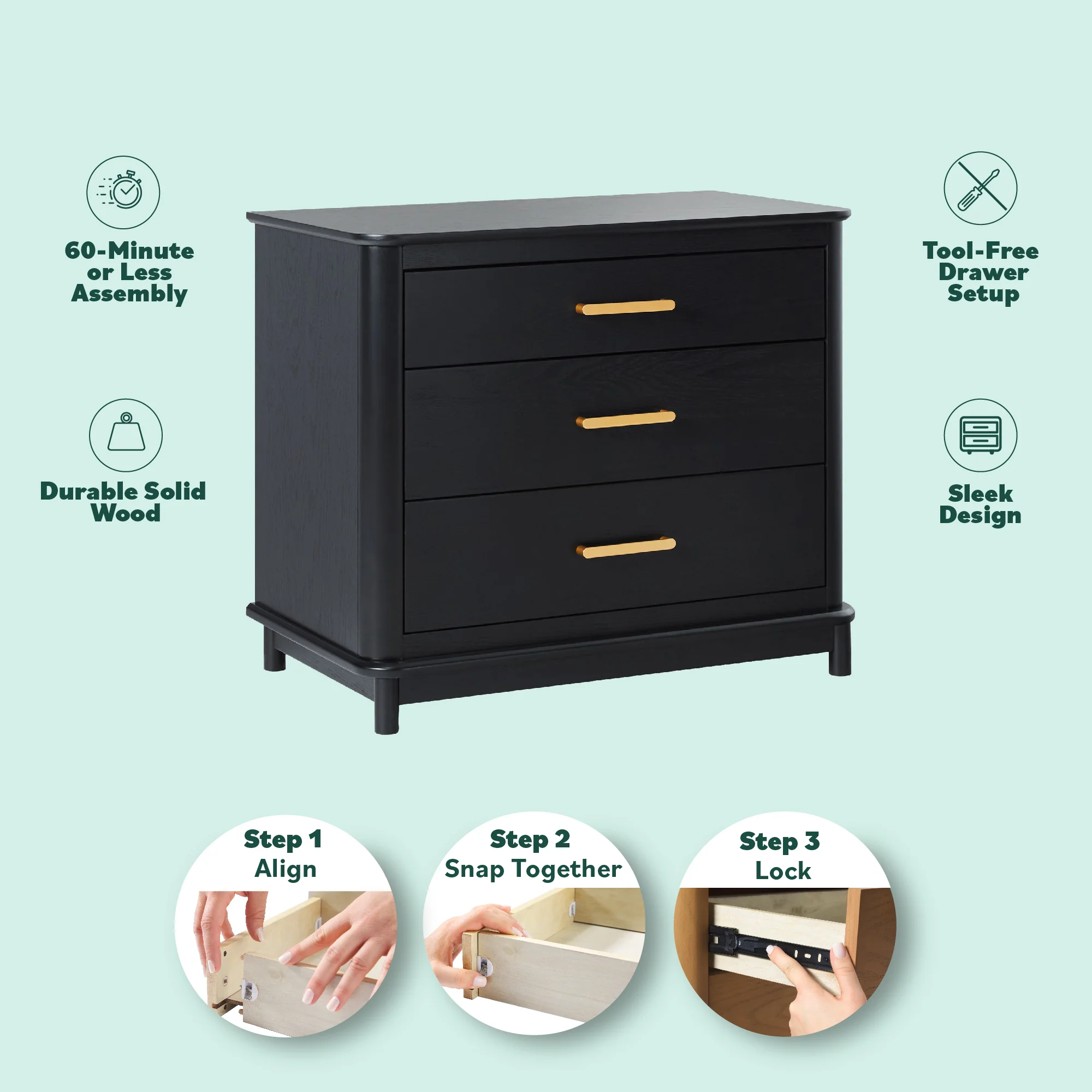 Annette Contemporary 3-Drawer Wood Nightstand - Image 14