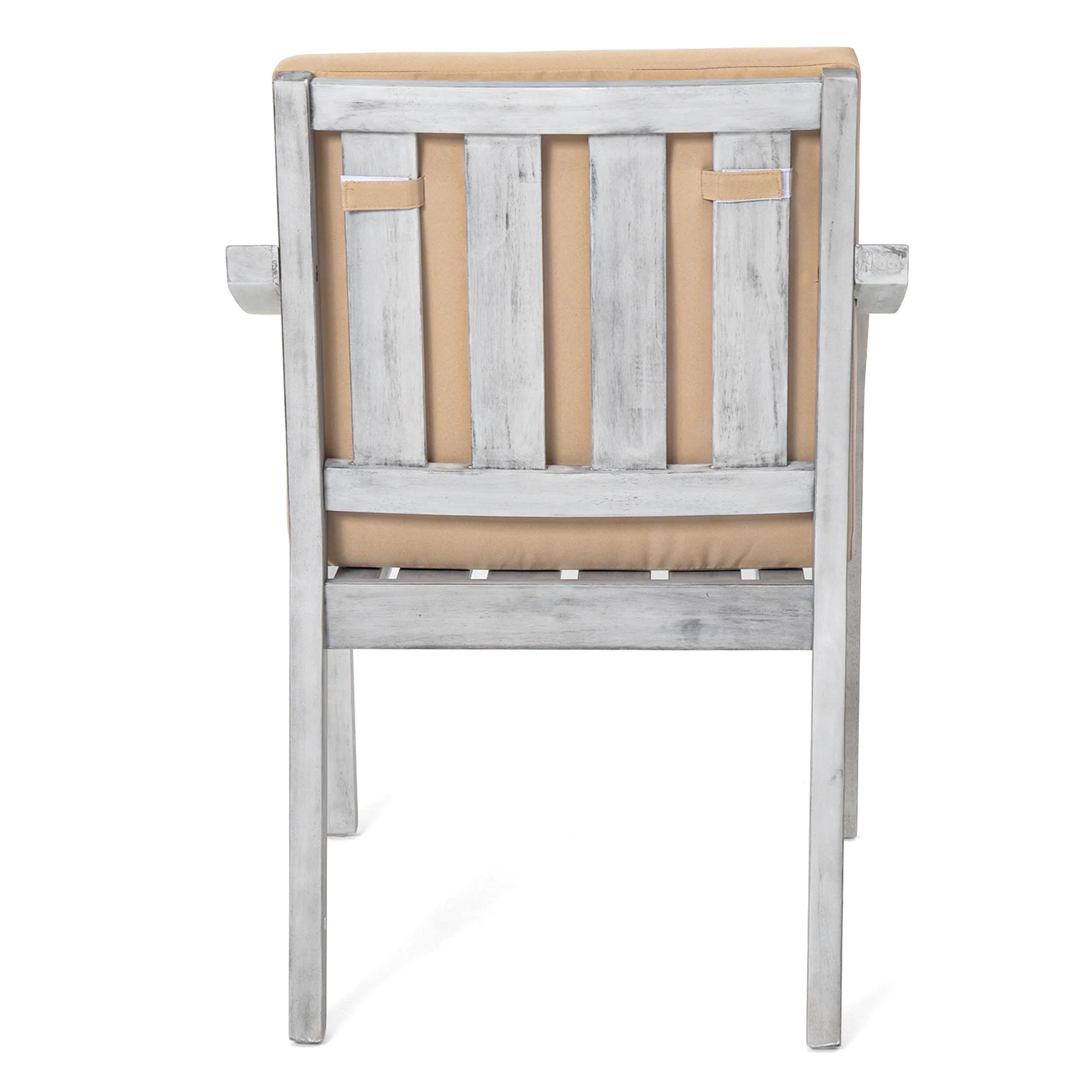 Antique Gray Acacia Wood Outdoor Dining Set 6-Person with Cushions - Image 21