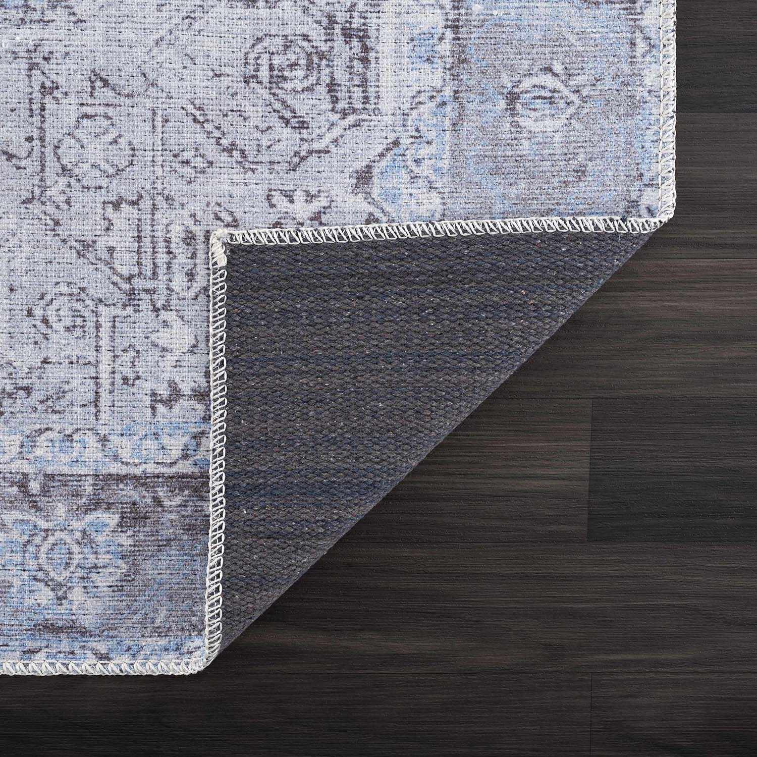 Boutique Rugs - Aqua Rosman Washable Runner & Area Rug - Image 5