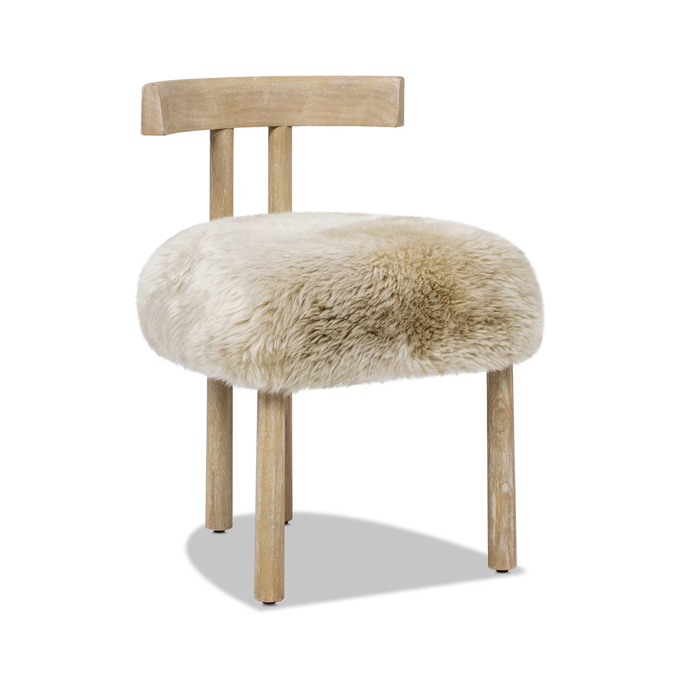 Arden 19.5' Genuine Sheepskin Fur Split Back Dining Chair - Image 4