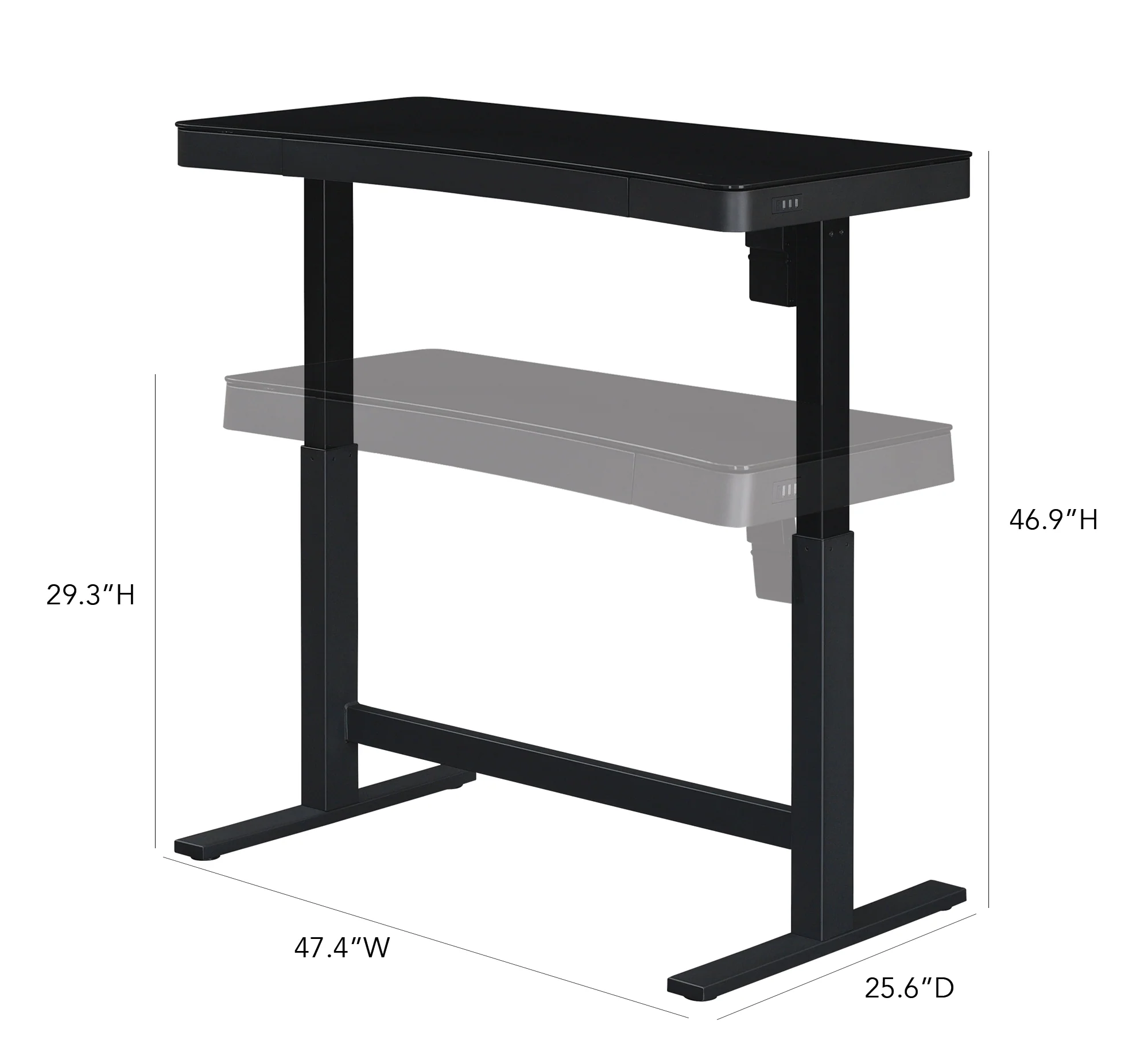 Ashford™ Adjustable Height Sit‑Stand Desk with USB Ports and Storage - Image 15