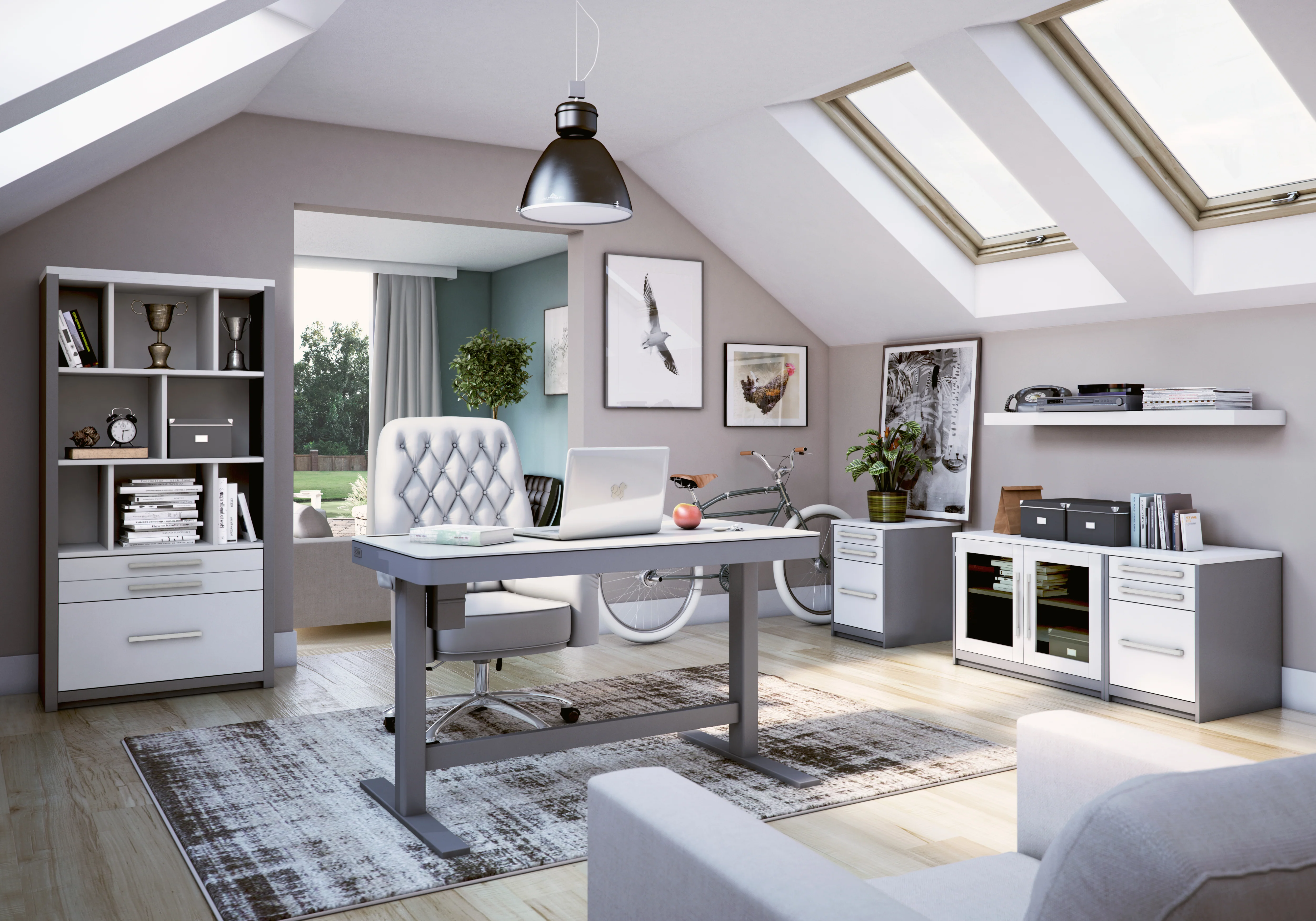 Ashford™ Adjustable Height Sit‑Stand Desk with USB Ports and Storage - Image 3
