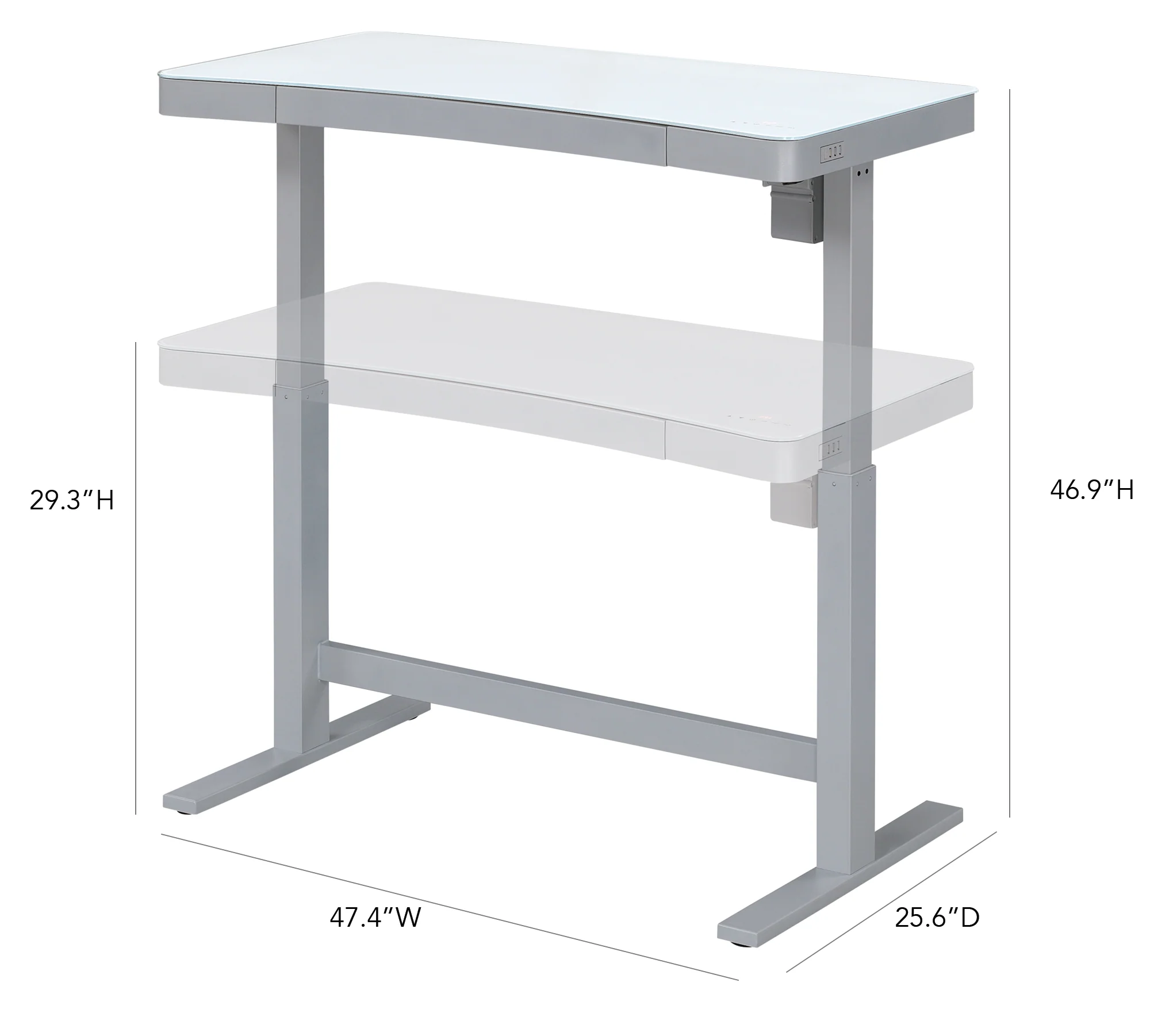 Ashford™ Adjustable Height Sit‑Stand Desk with USB Ports and Storage - Image 7