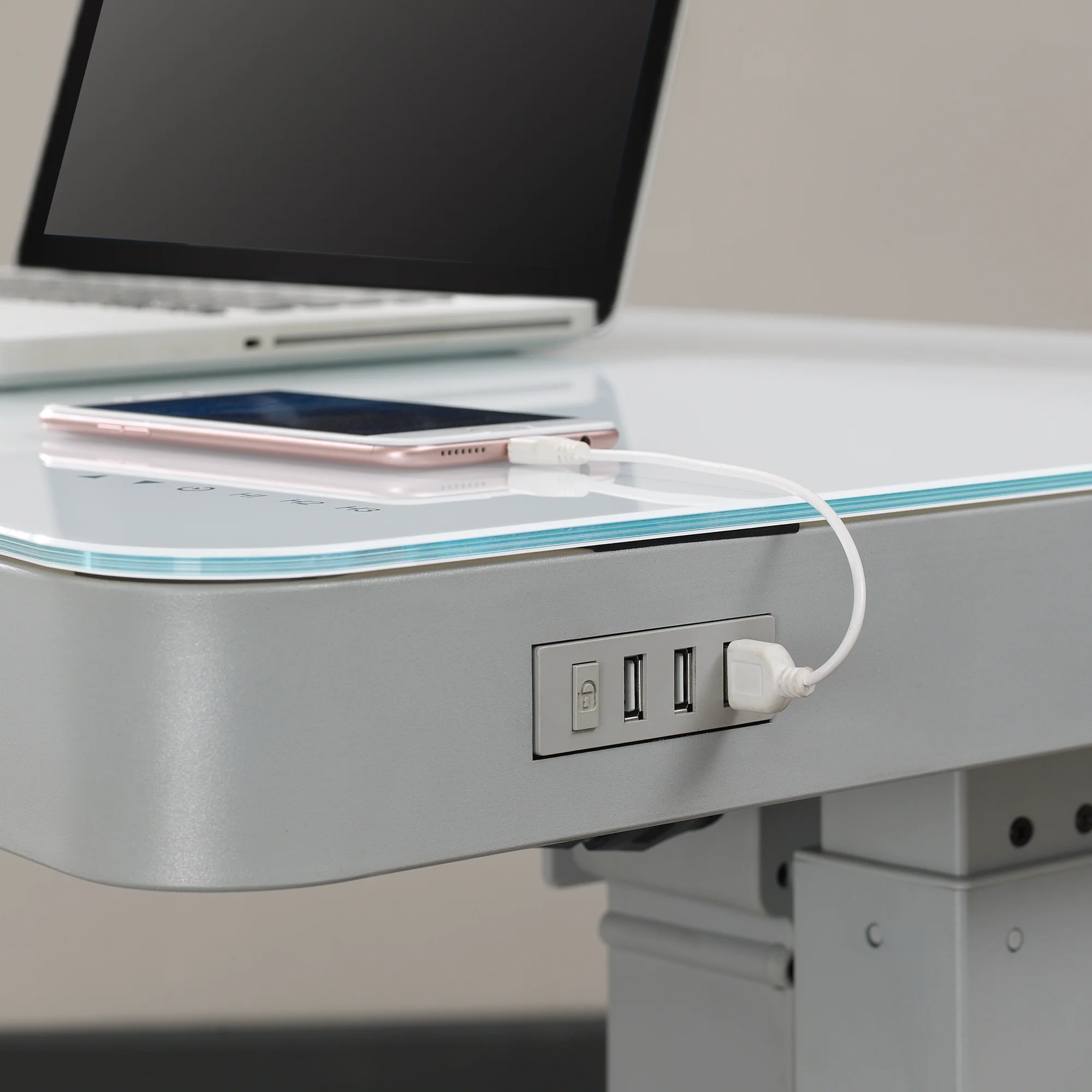 Ashford™ Adjustable Height Sit‑Stand Desk with USB Ports and Storage - Image 9
